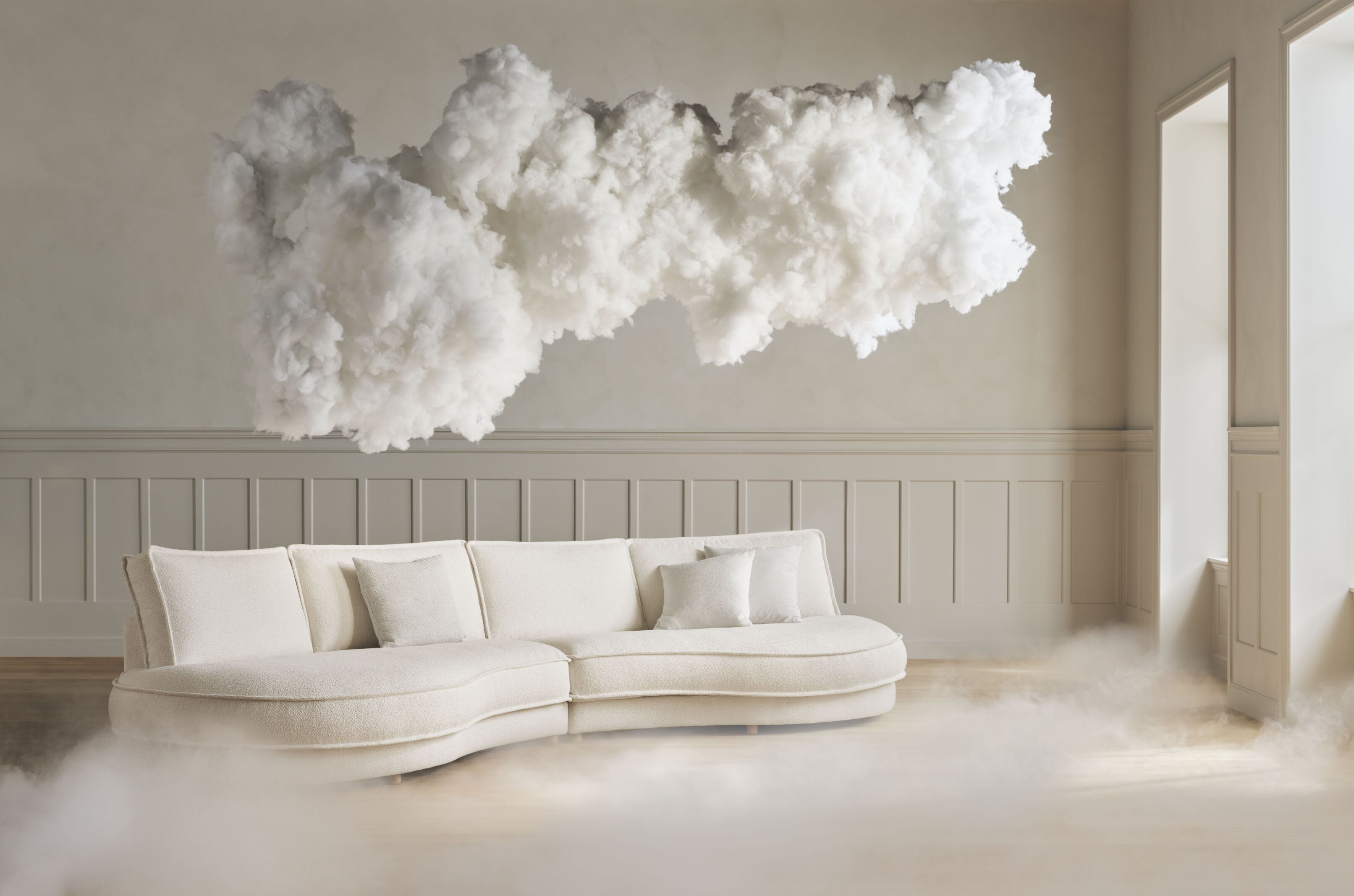 Sofa 2-modulová zaoblená čalúnená NOORA s tmavou základňou