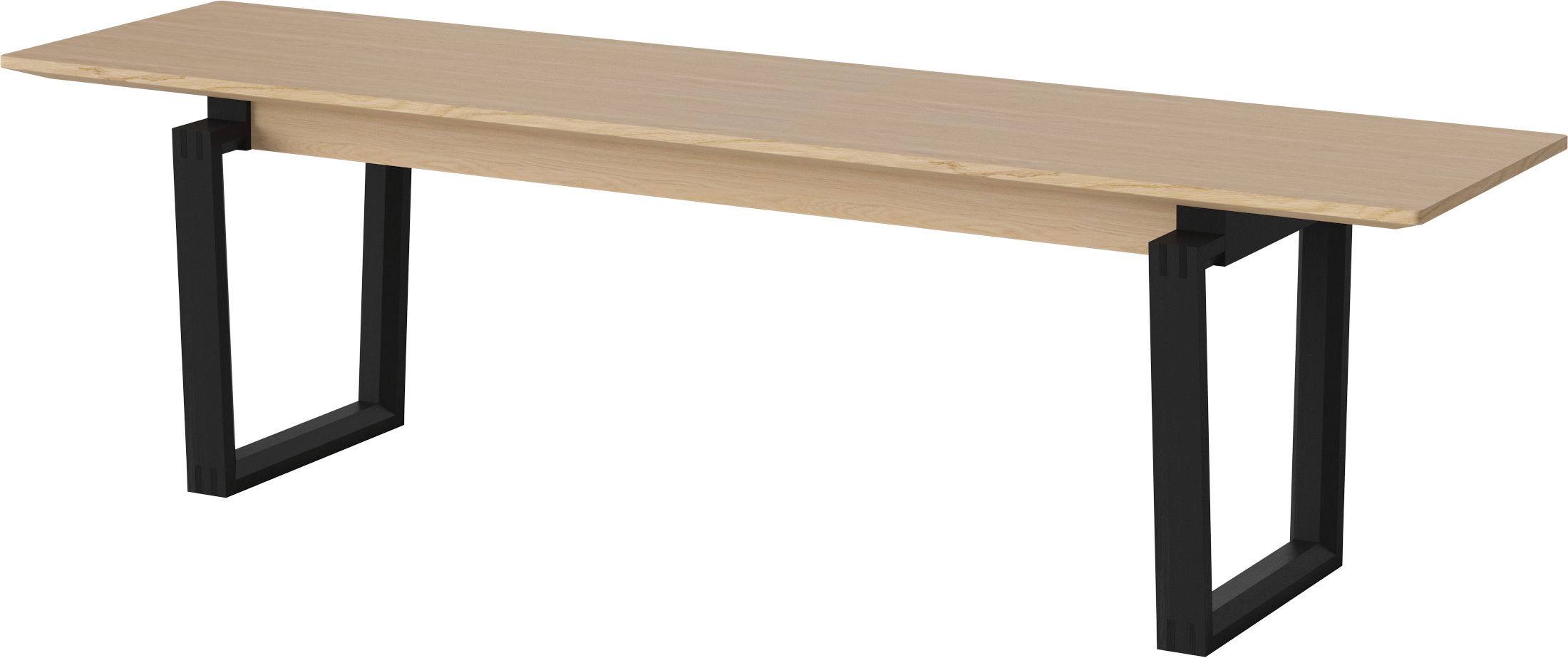 Lavica NORD bielené dubové drevo s čiernym podstavcom