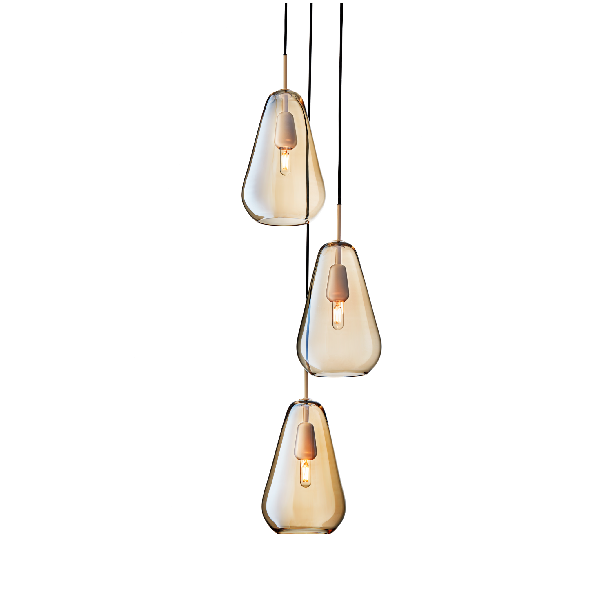 ANOLI 3 Pendant Lamp in Gold with Gold Glass