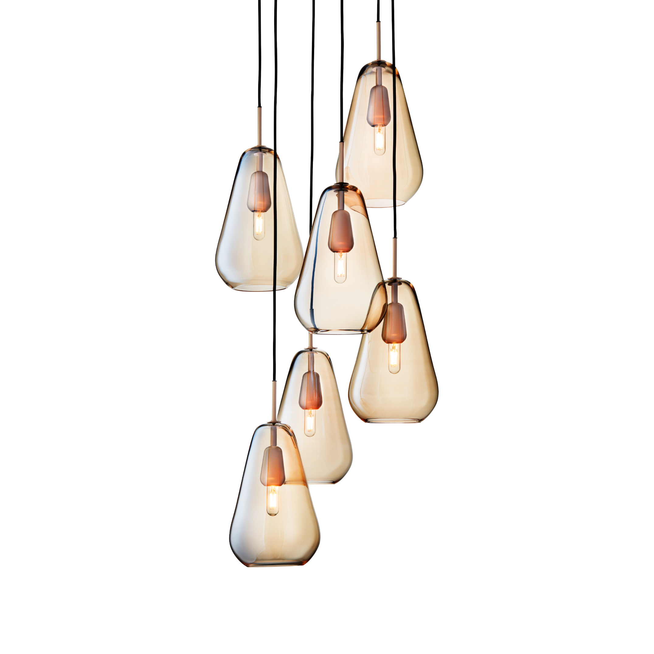 ANOLI 6 Pendant Lamp in Gold with Gold Glass