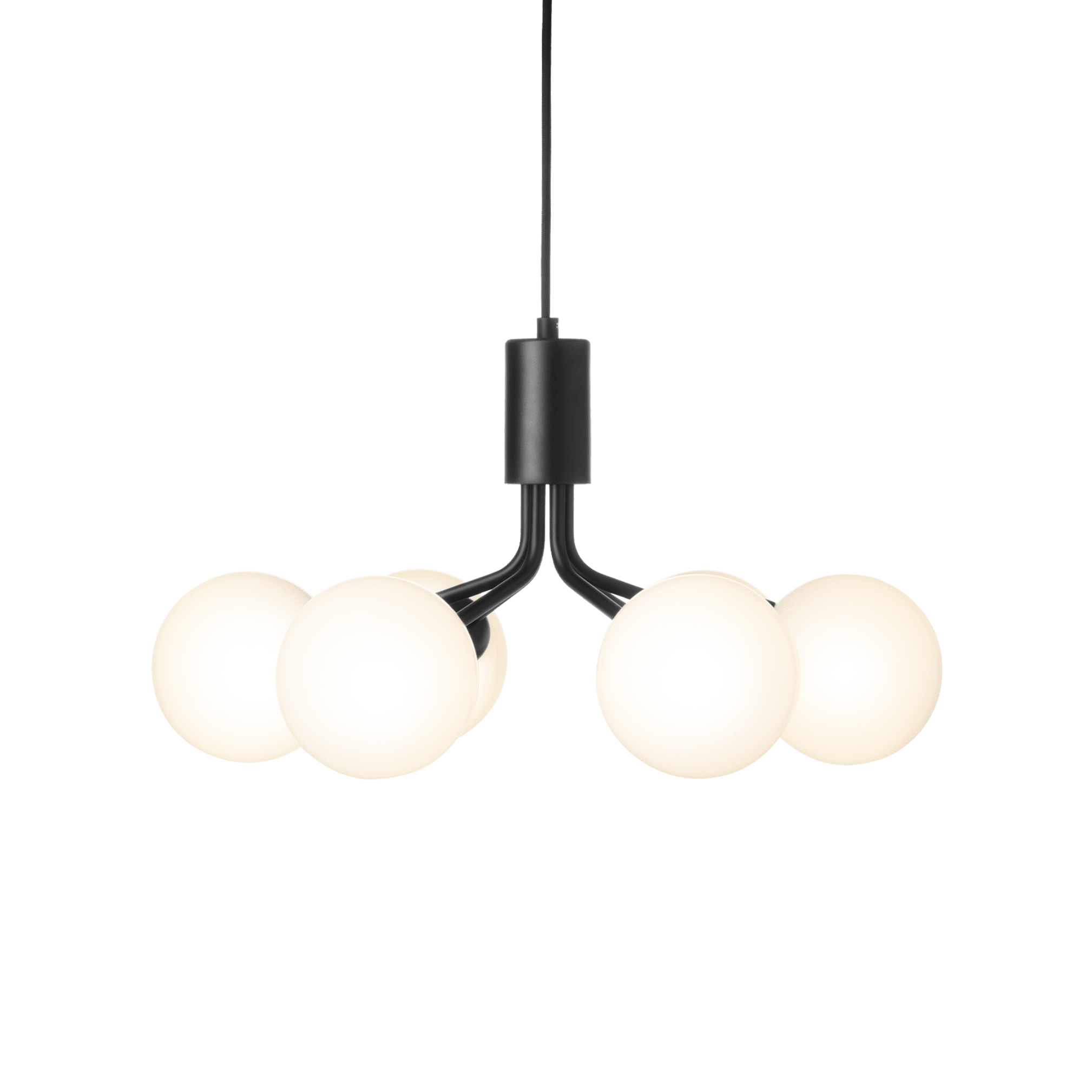 Závesná lampa APIALES 6 čierna s opálovým sklom
