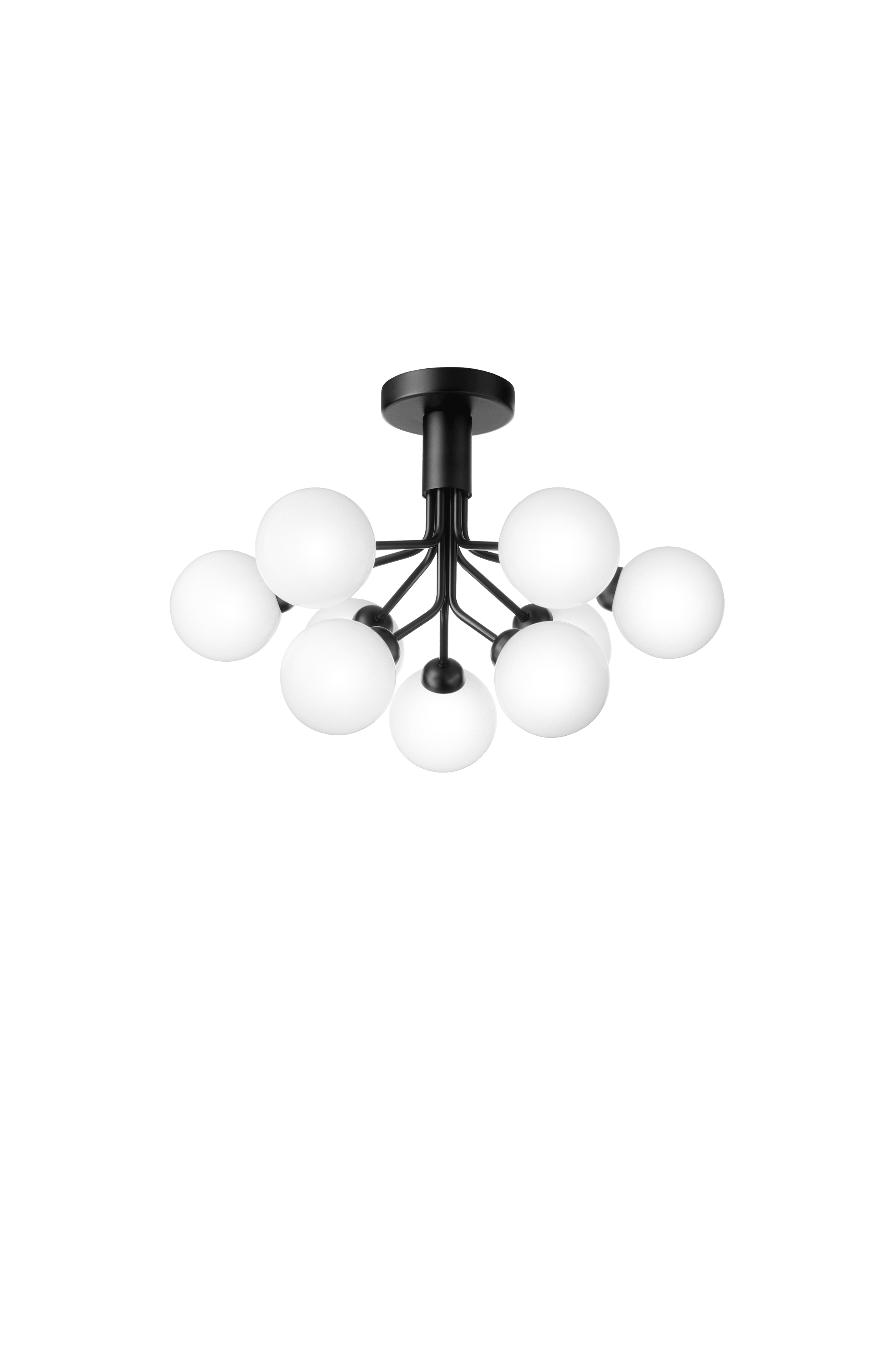 Lampa stropná APIALES 9 čierna s opálovým sklom