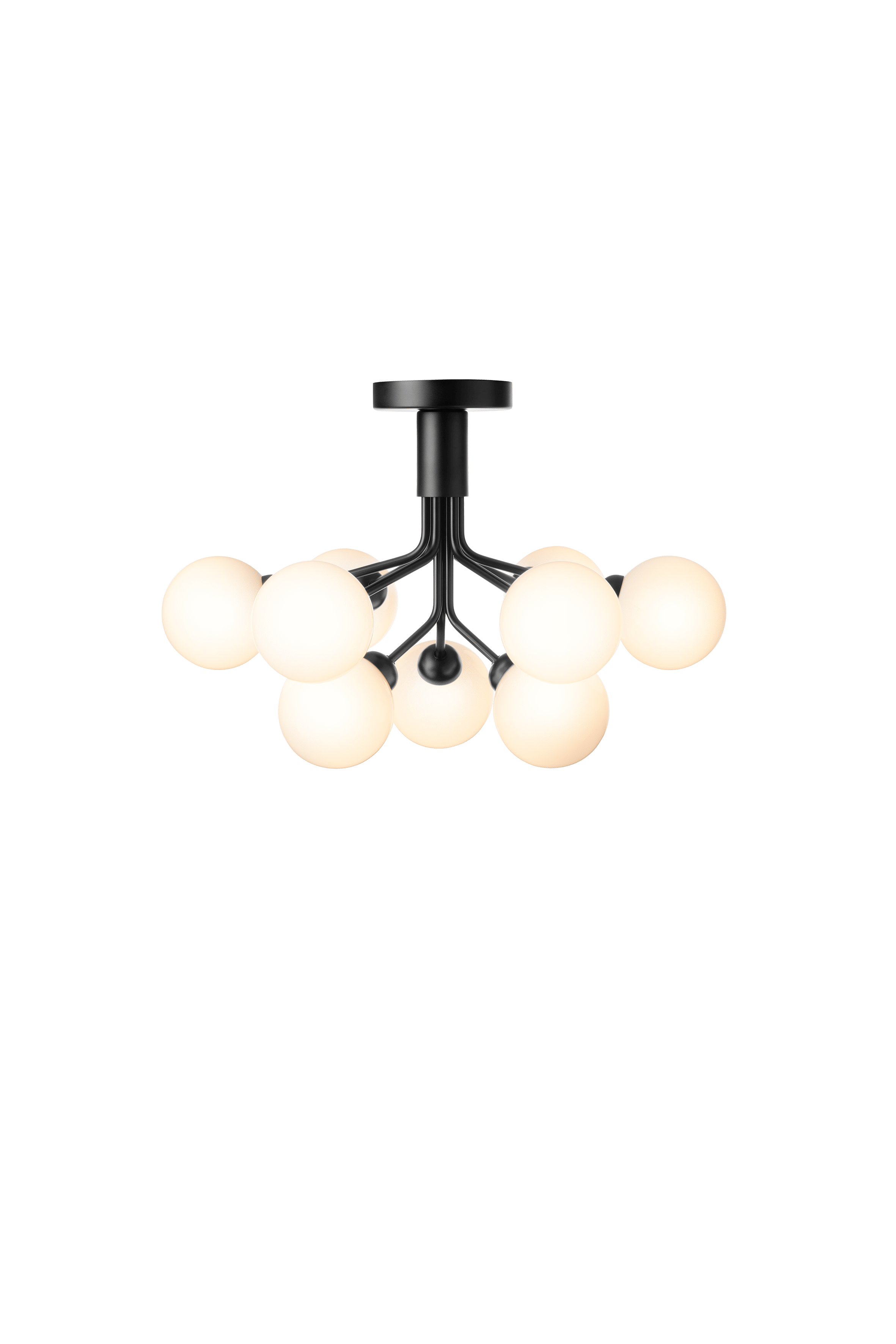 Lampa stropná APIALES 9 čierna s opálovým sklom