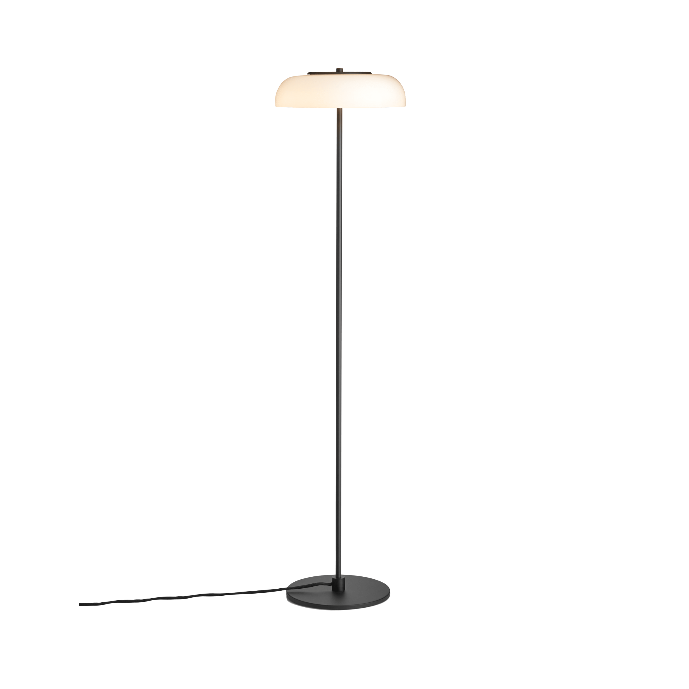 Podlahová lampa BLOSSI čierna s opálovým sklom