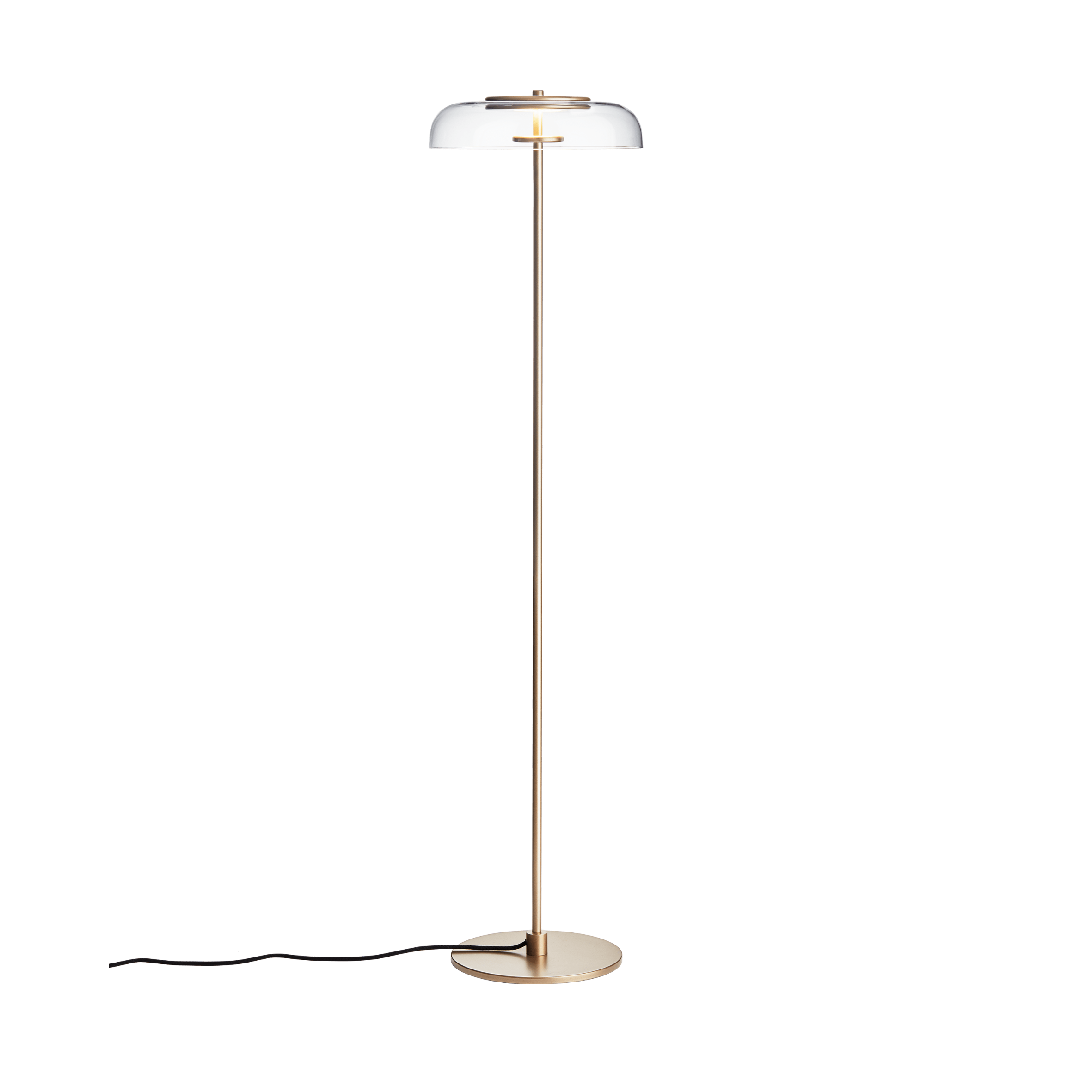 Stojaca lampa BLOSSI zlatá s priehľadným sklom