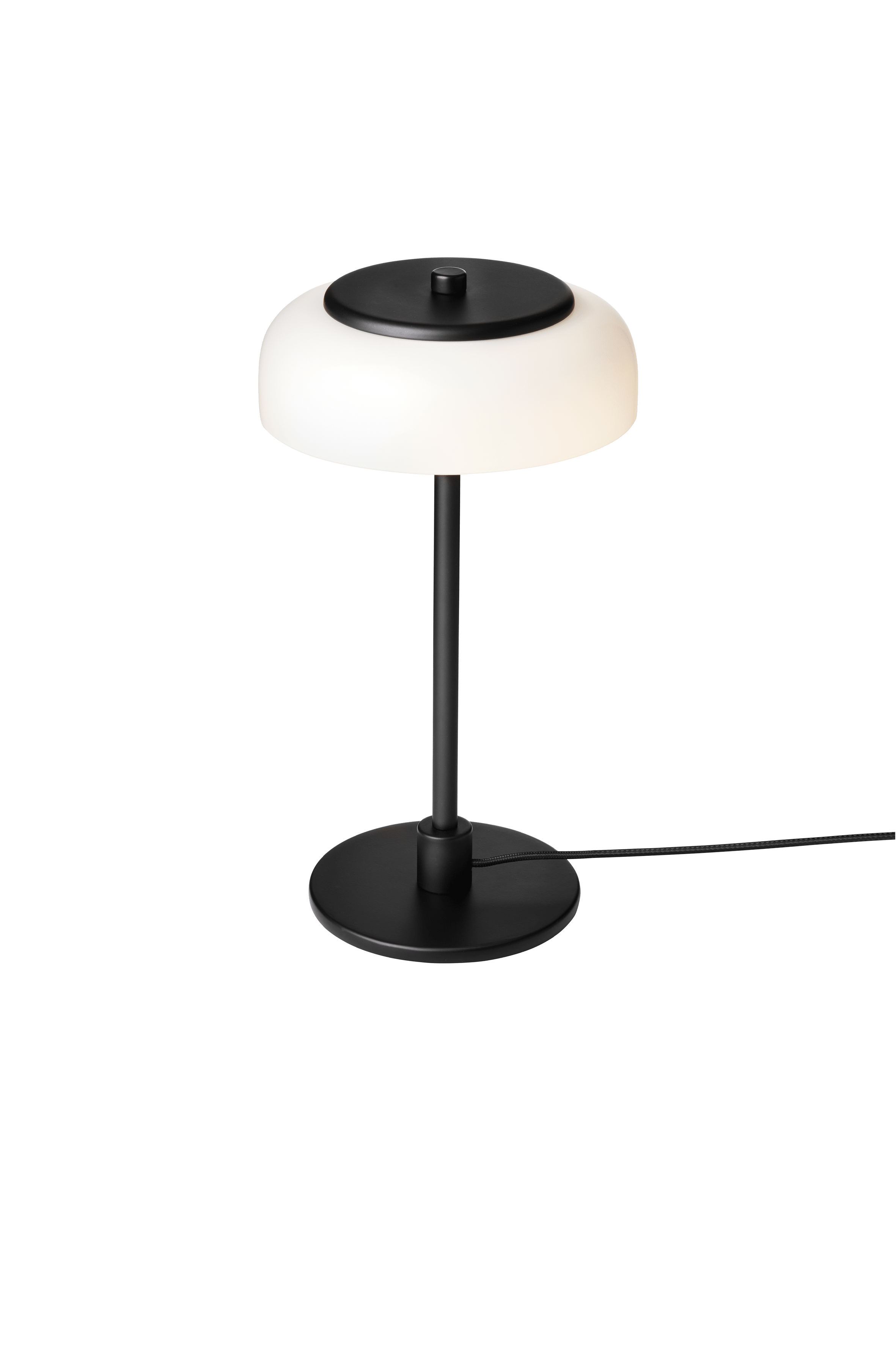 Stolná lampa BLOSSI čierna s opálovým sklom