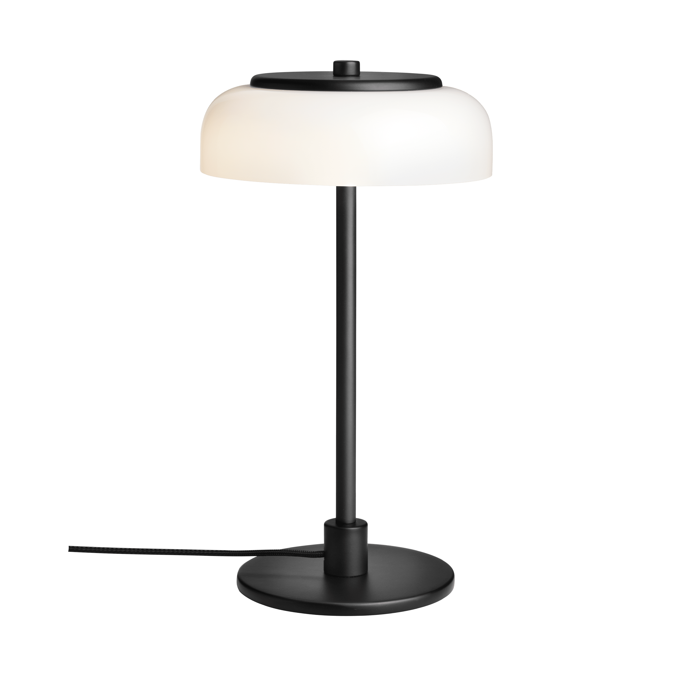 Stolná lampa BLOSSI čierna s opálovým sklom