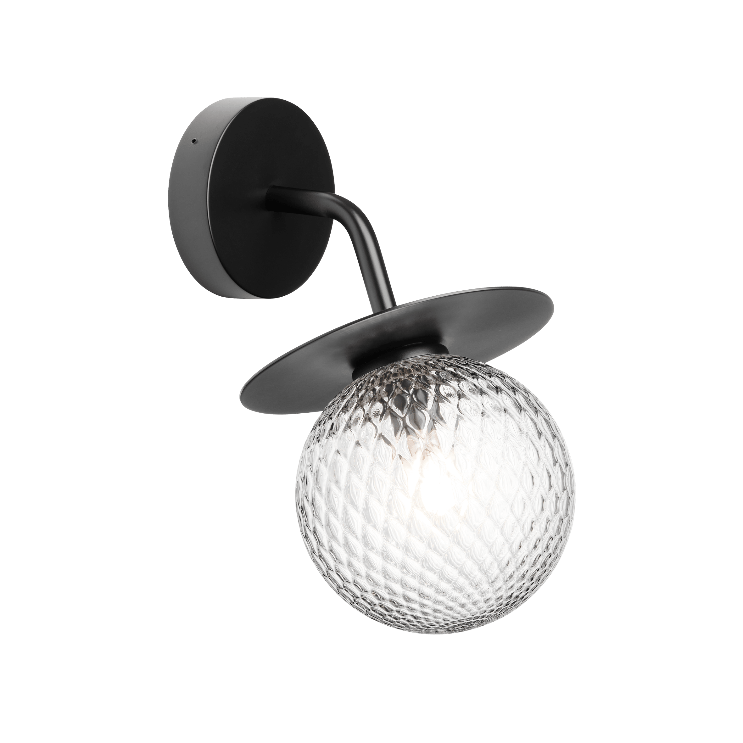 Exteriérová nástenná lampa LIILA čierna s priehľadným sklom