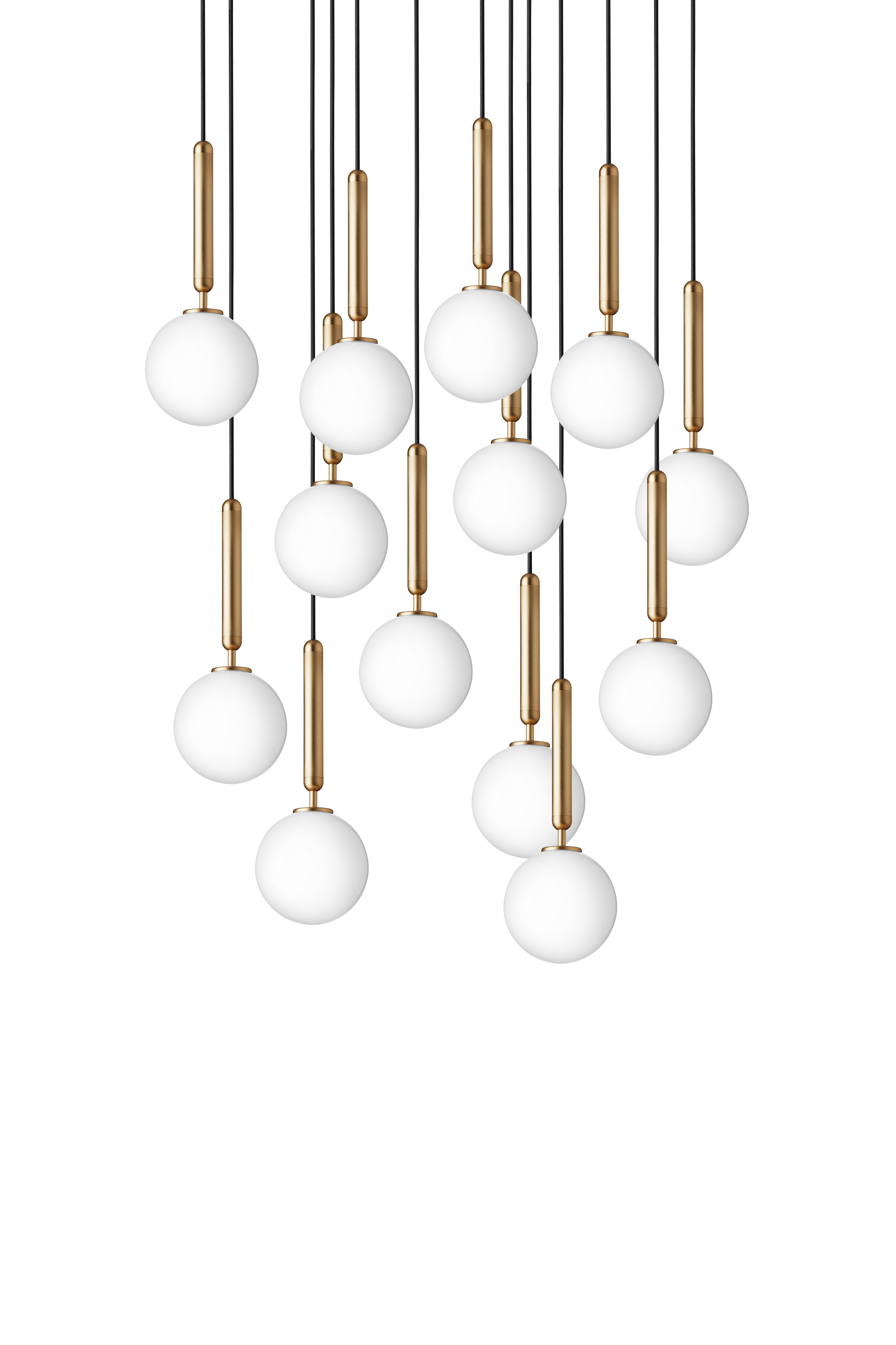 Závesná lampa MIIRA 13 mosadzná s opálovým sklom