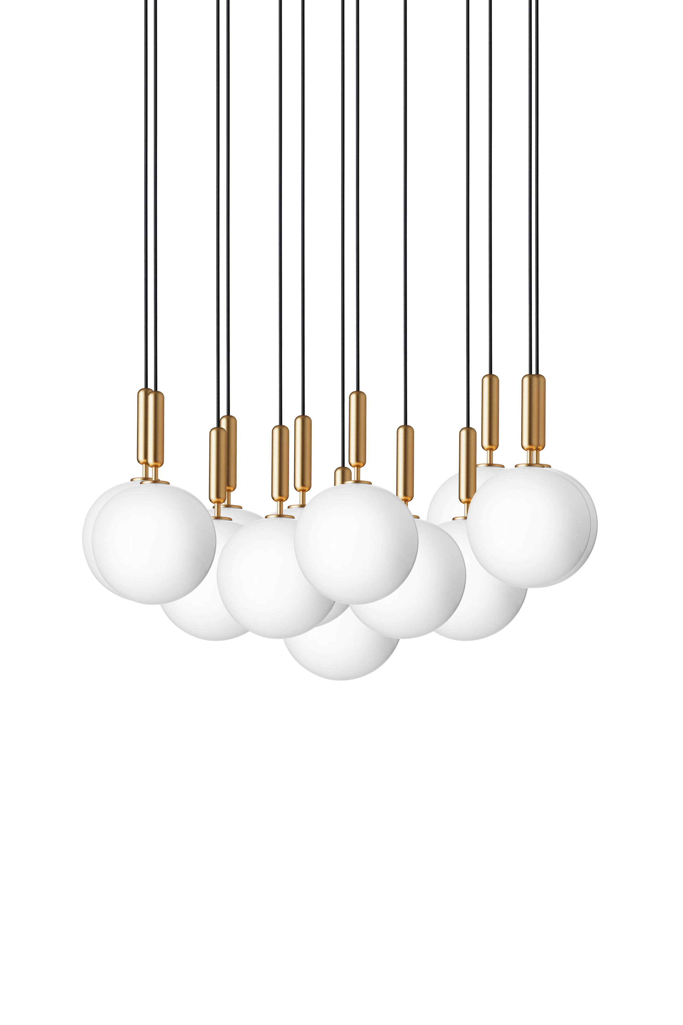 Závesná lampa MIIRA 13 mosadzná s opálovým sklom