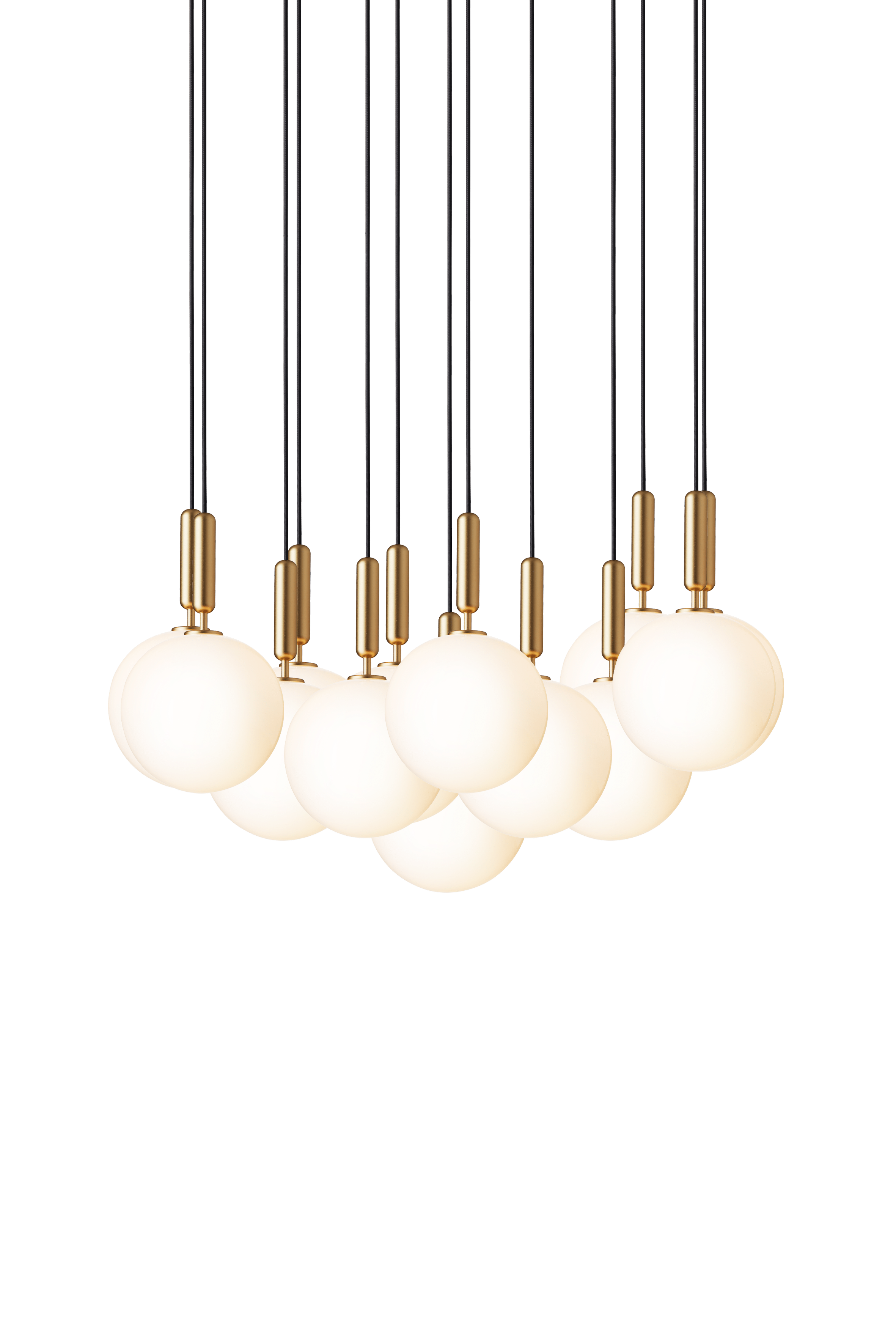 Závesná lampa MIIRA 13 mosadzná s opálovým sklom
