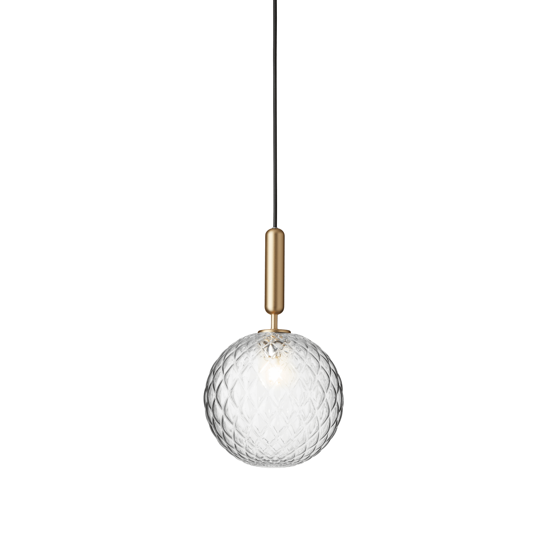 Závesná lampa MIIRA mosadzná s priehľadným sklom