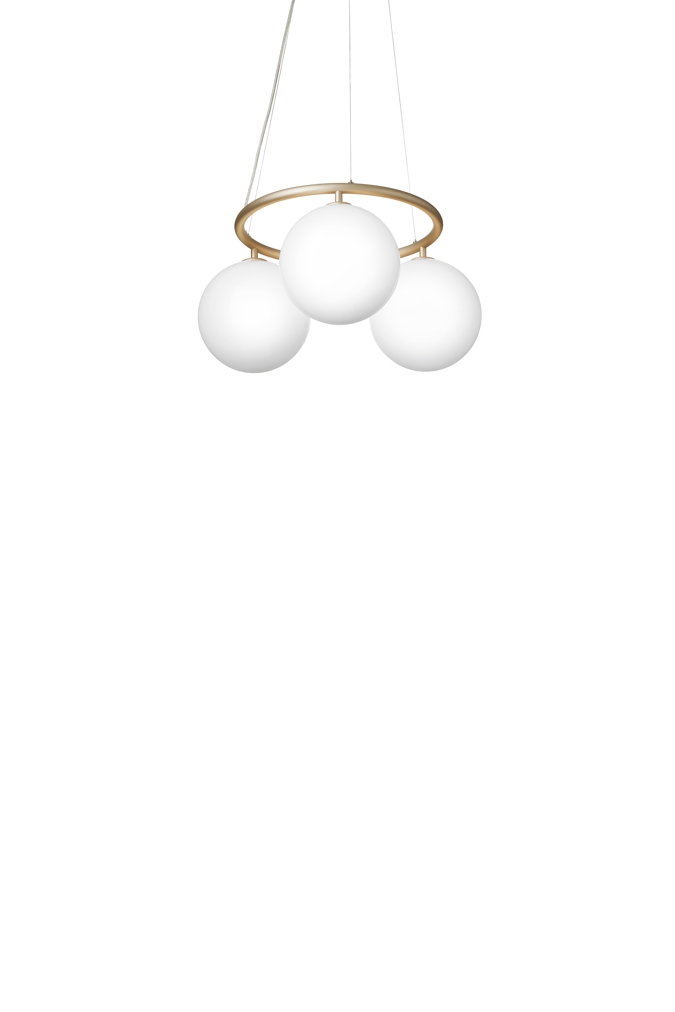 Závesná lampa MIIRA 3 CIRCULAR mosadzná s opálovým sklom