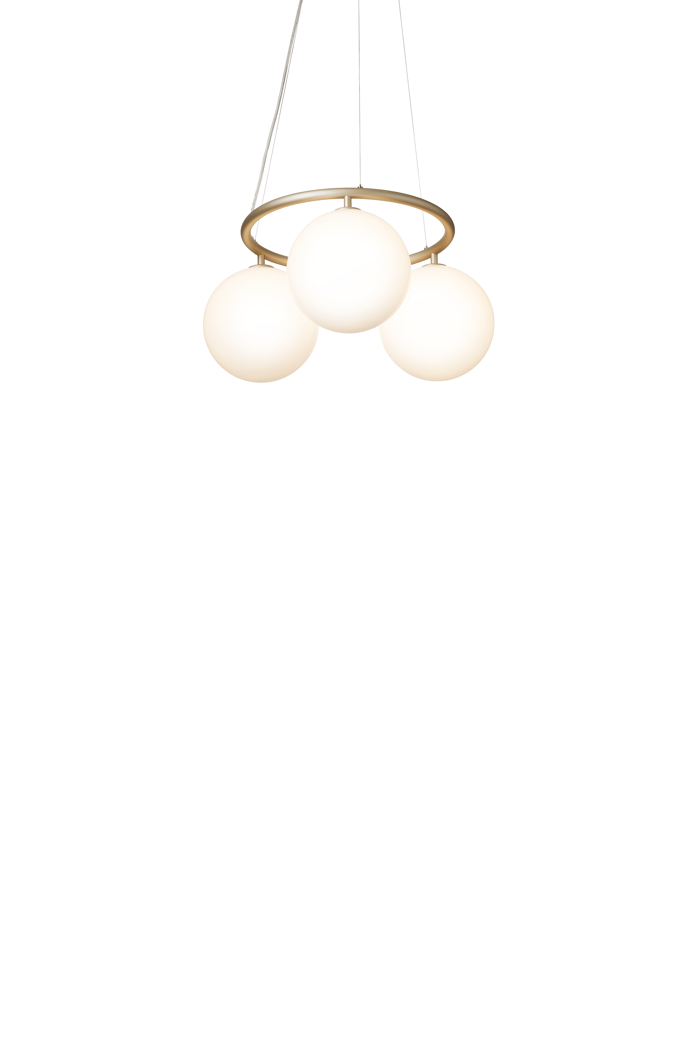 Závesná lampa MIIRA 3 CIRCULAR mosadzná s opálovým sklom