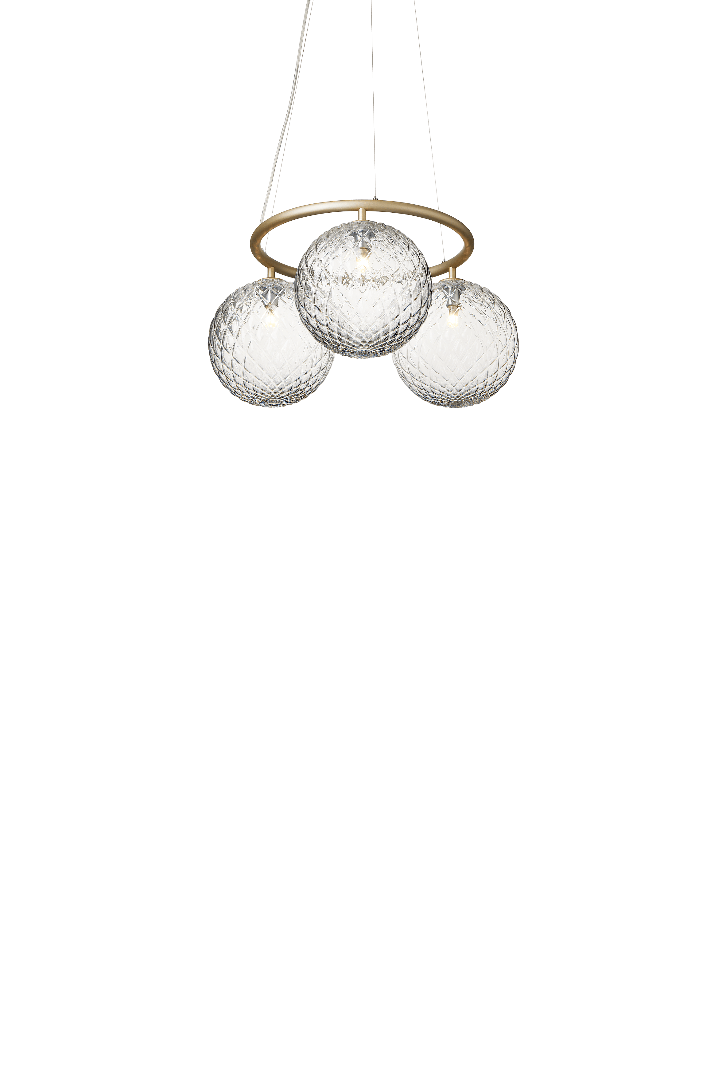 Závesná lampa MIIRA 3 CIRCULAR mosadzná s priehľadným sklom