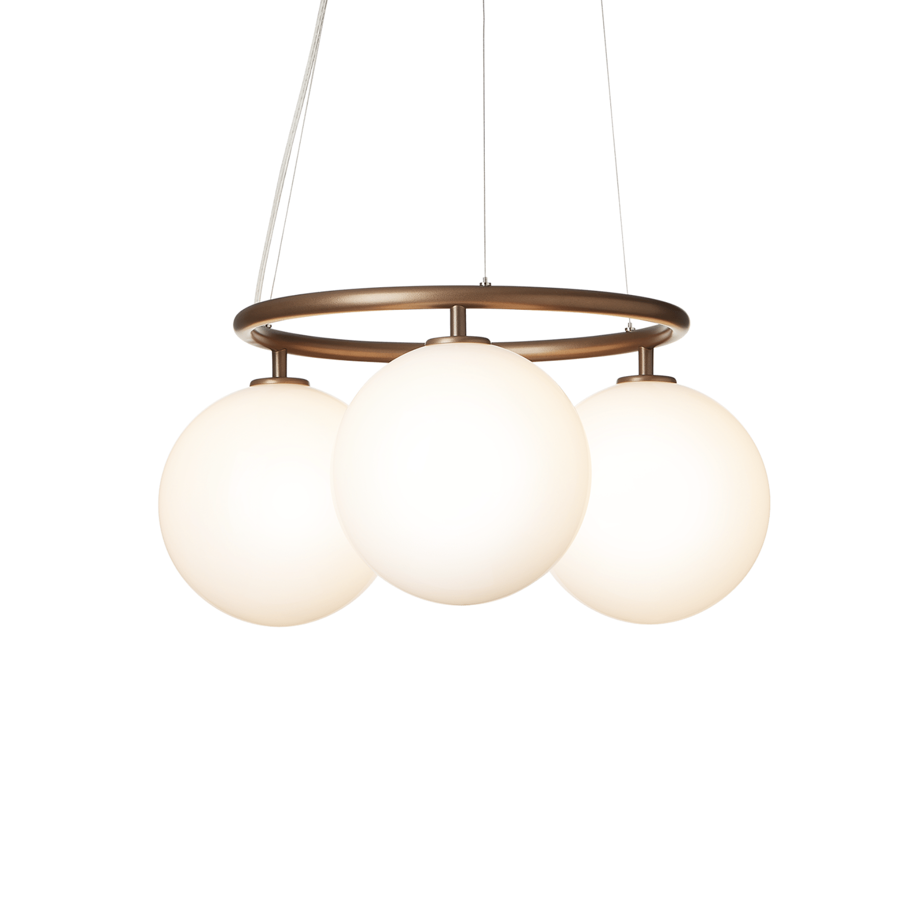 Závesná lampa MIIRA 3 CIRCULAR tmavohnedá s opálovým sklom