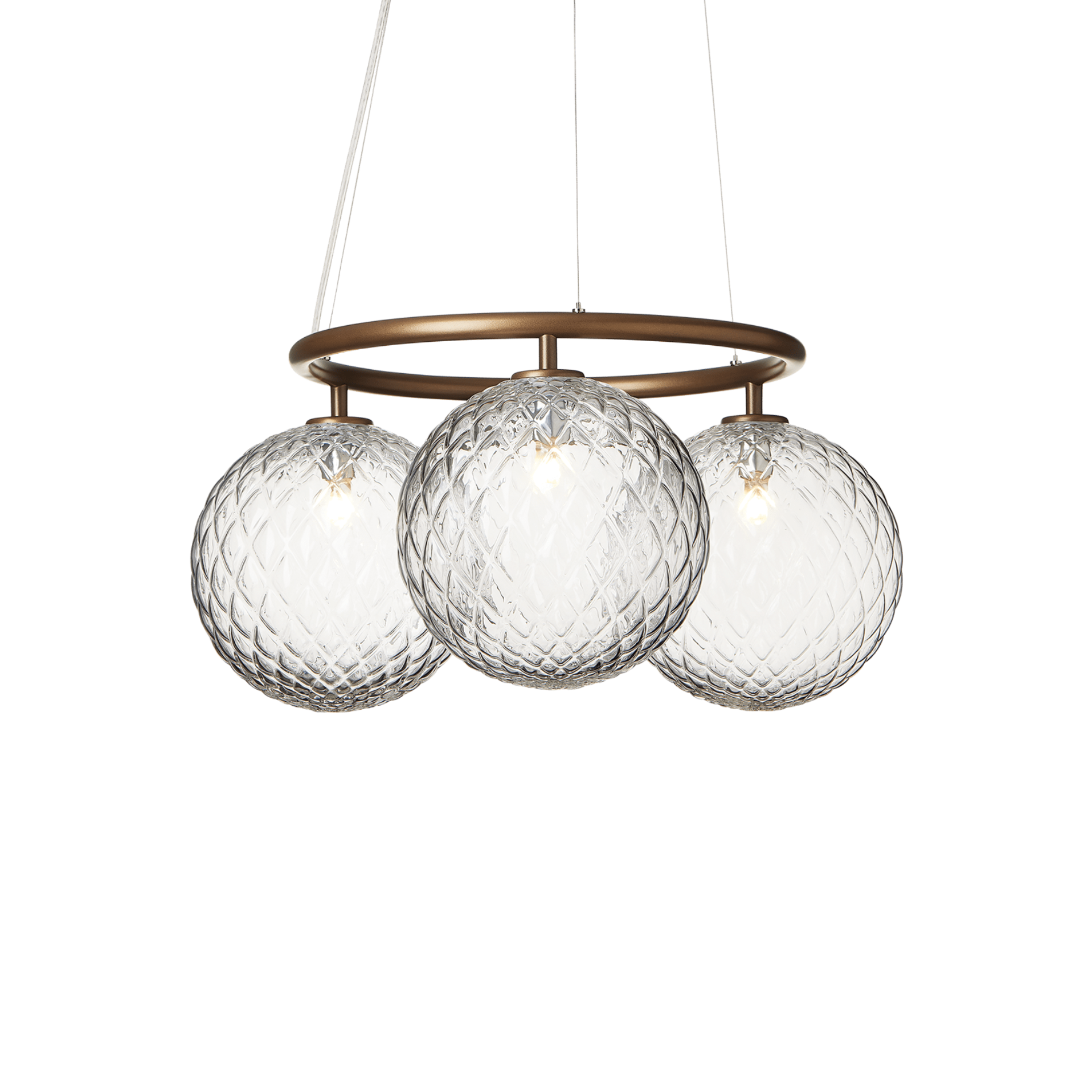 Závesná lampa MIIRA 3 CIRCULAR tmavohnedá s priehľadným sklom