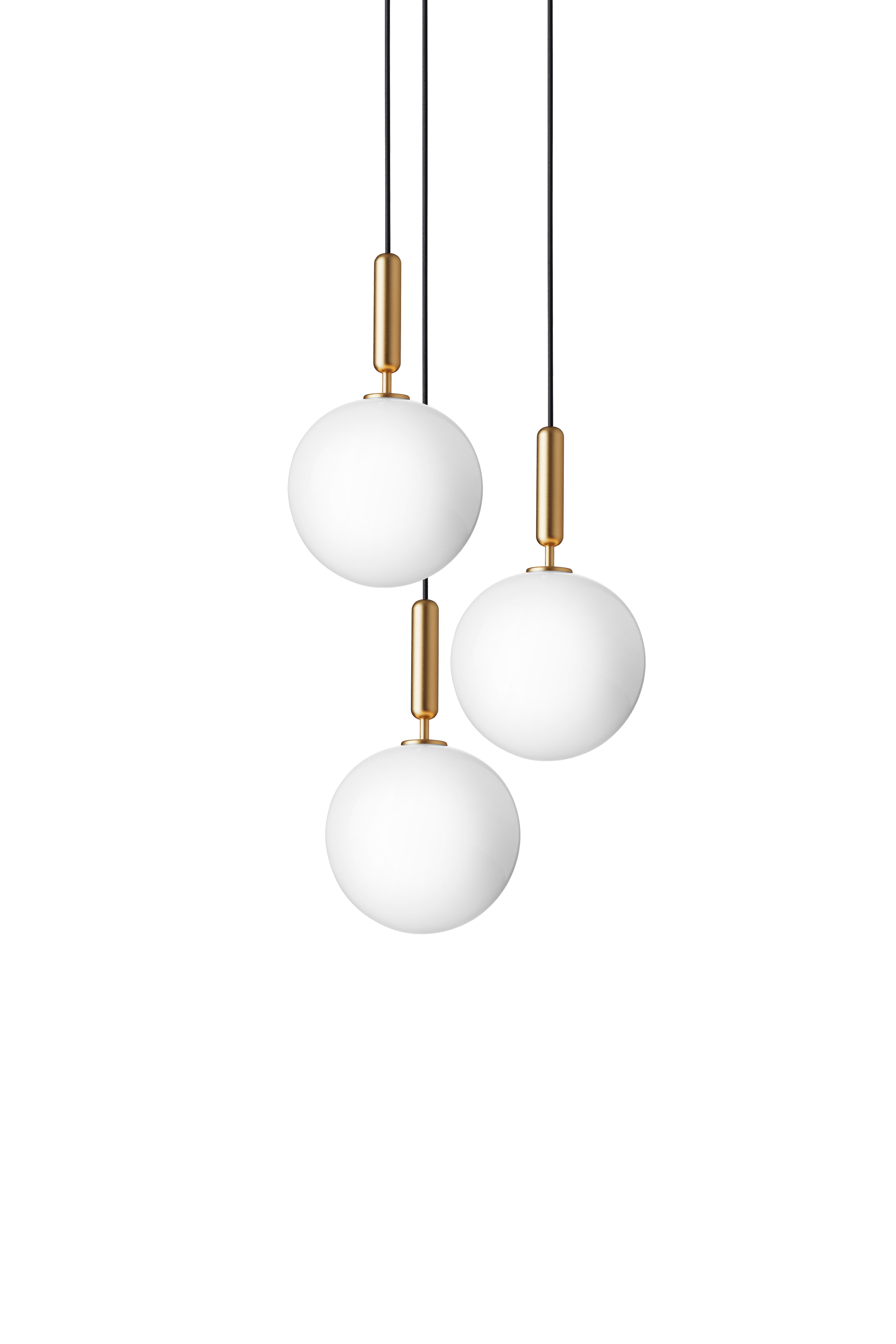 Závesná lampa MIIRA 3 mosadzná s opálovým sklom