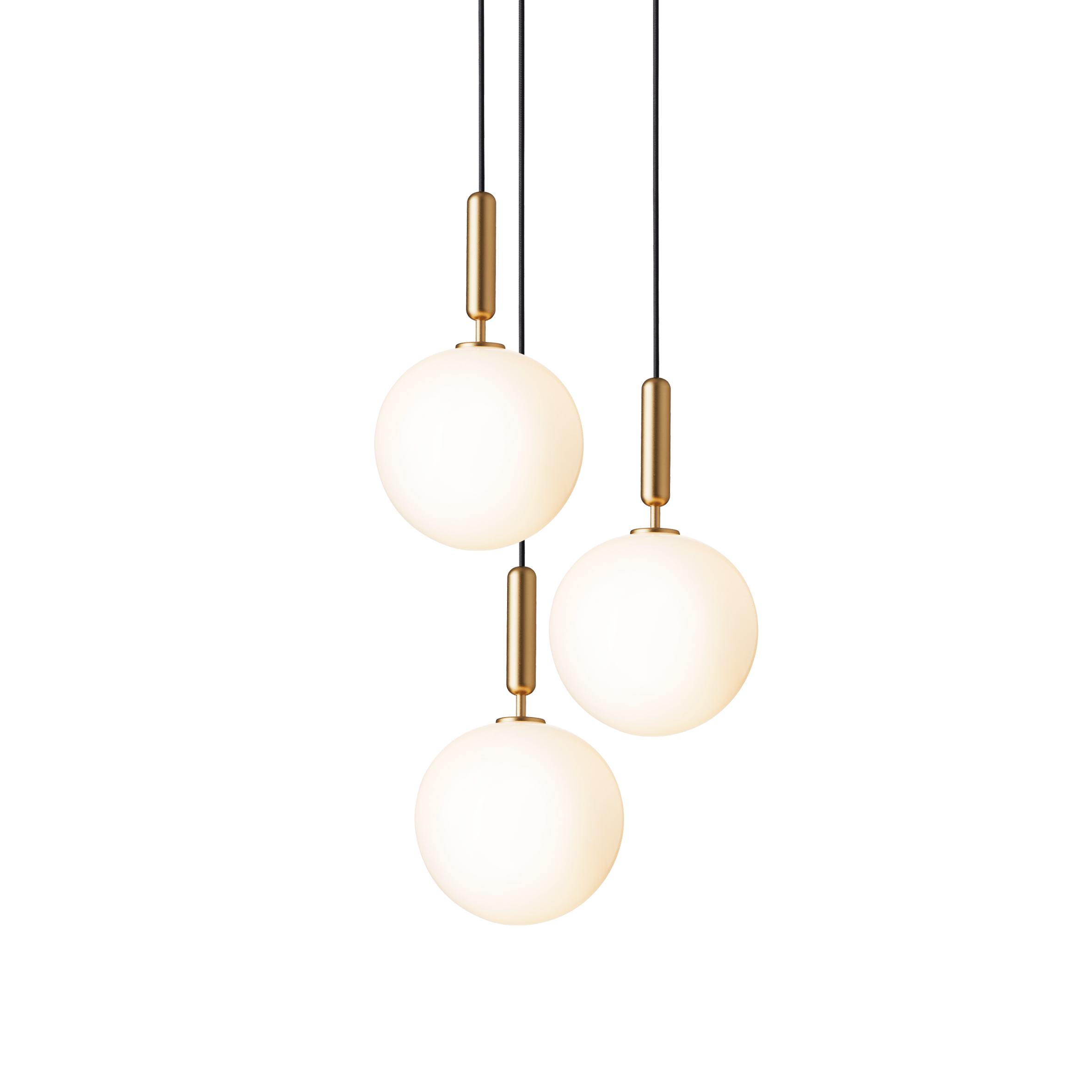 Závesná lampa MIIRA 3 mosadzná s opálovým sklom