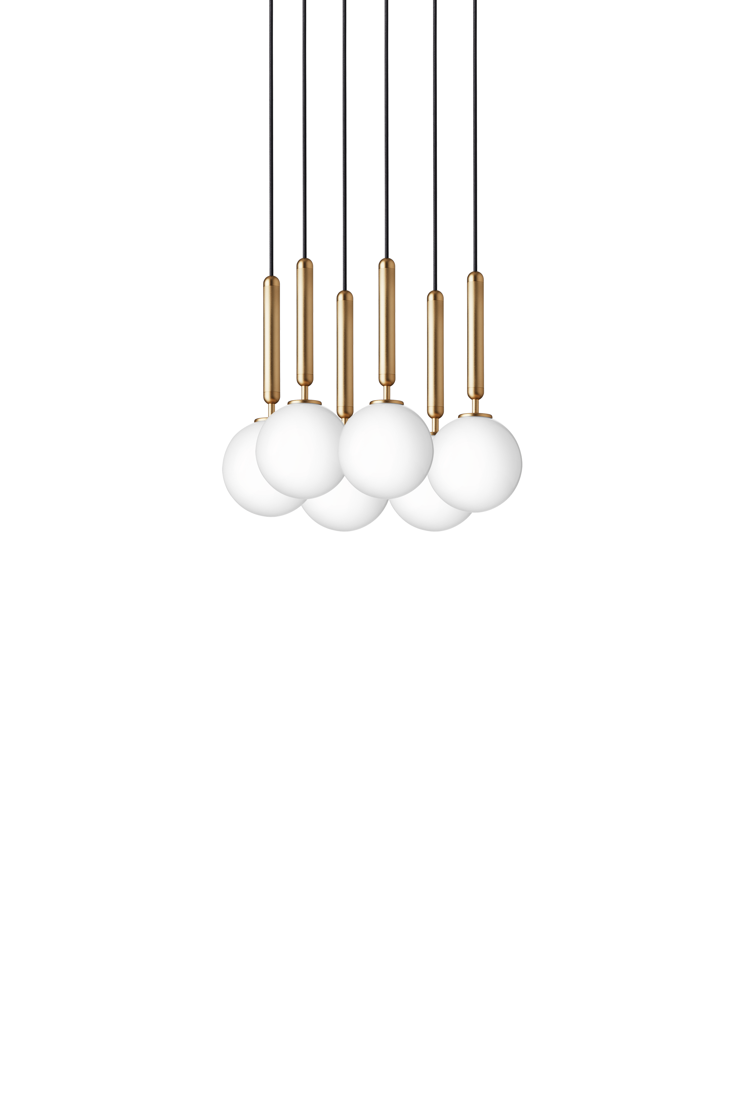 Závesná lampa MIIRA 6 mosadzná s opálovým sklom