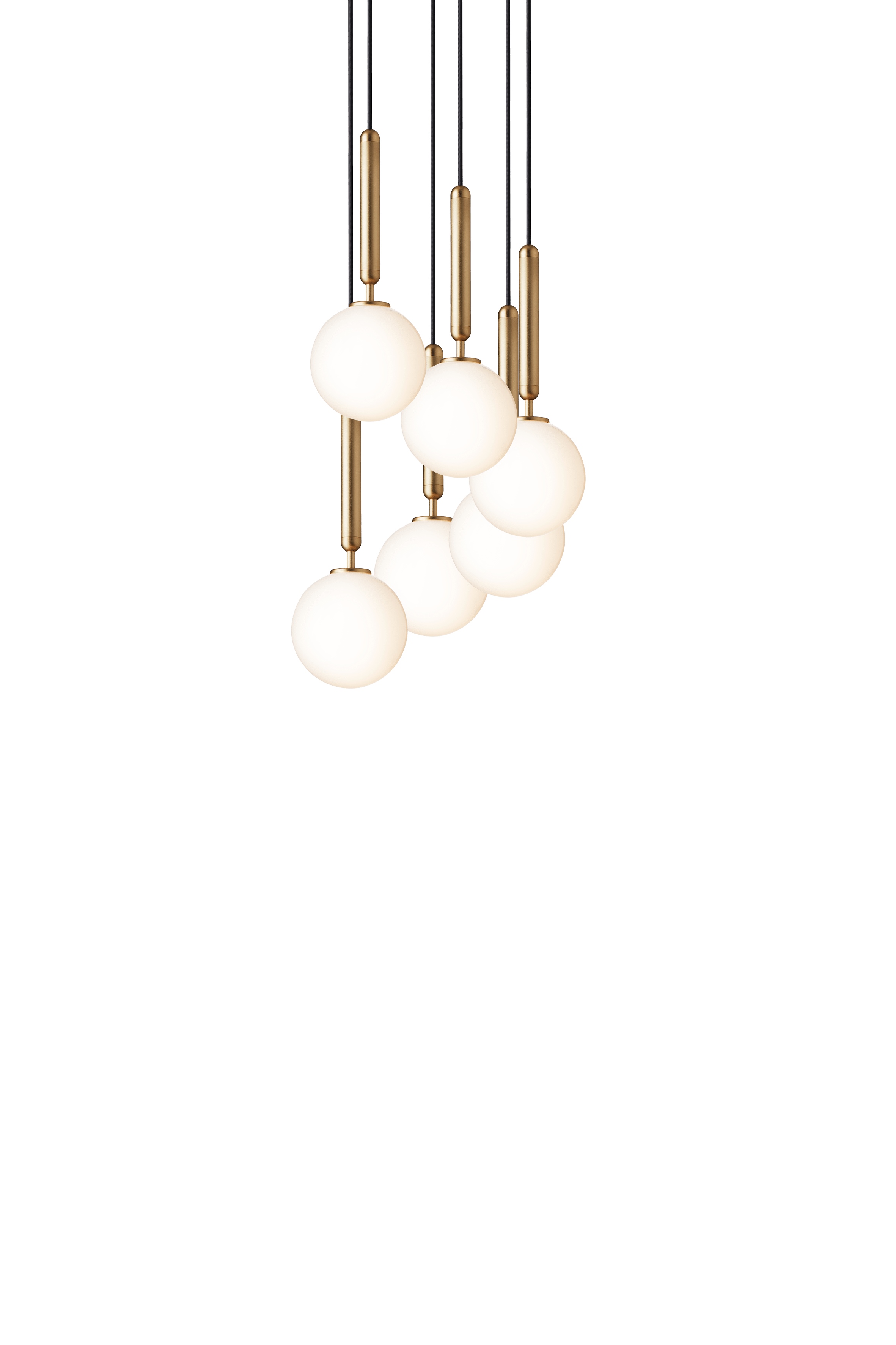 Závesná lampa MIIRA 6 mosadzná s opálovým sklom