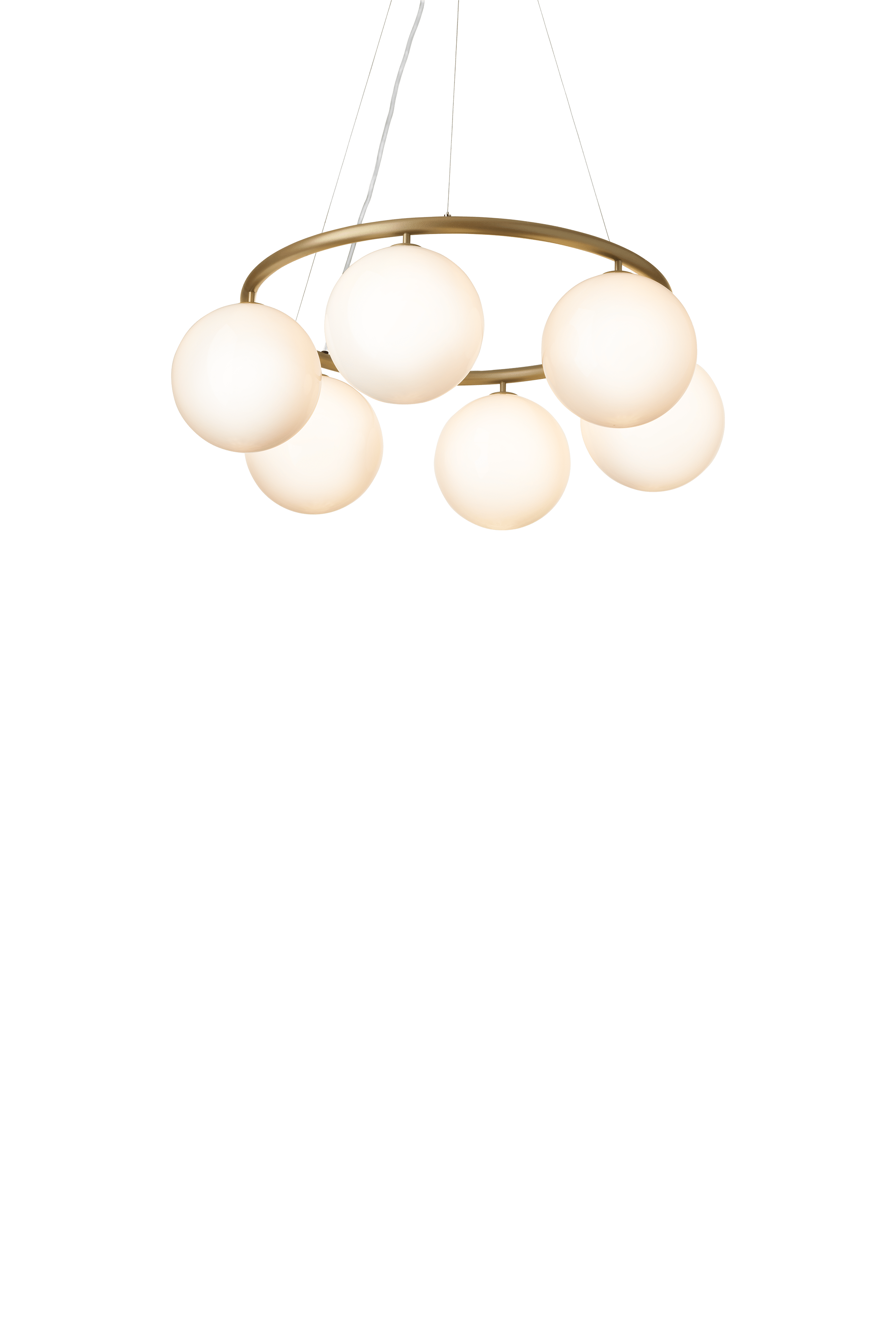 Závesná lampa MIIRA 6 CIRCULAR mosadzná s opálovým sklom