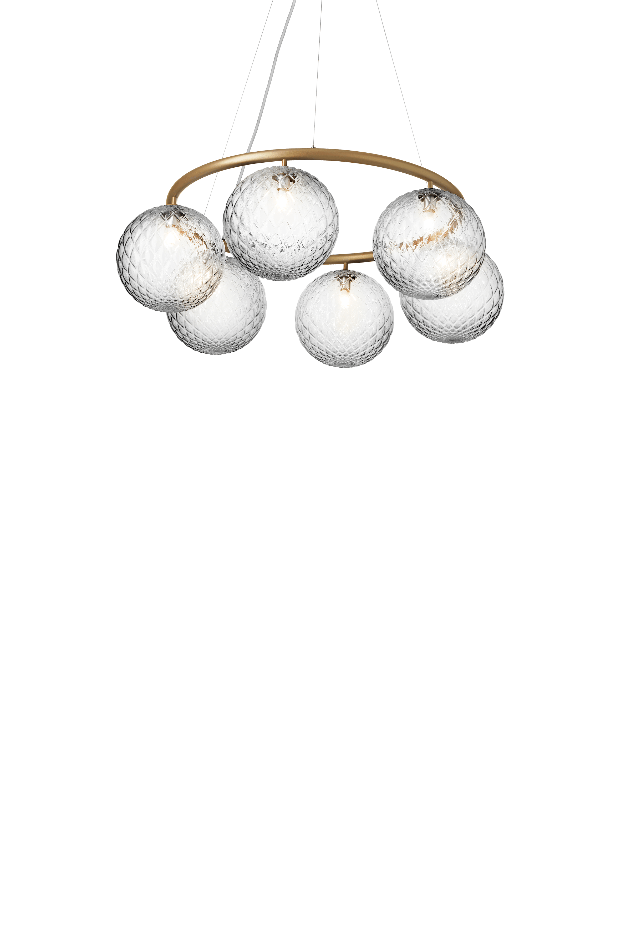 Závesná lampa MIIRA 6 CIRCULAR mosadzná s priehľadným sklom