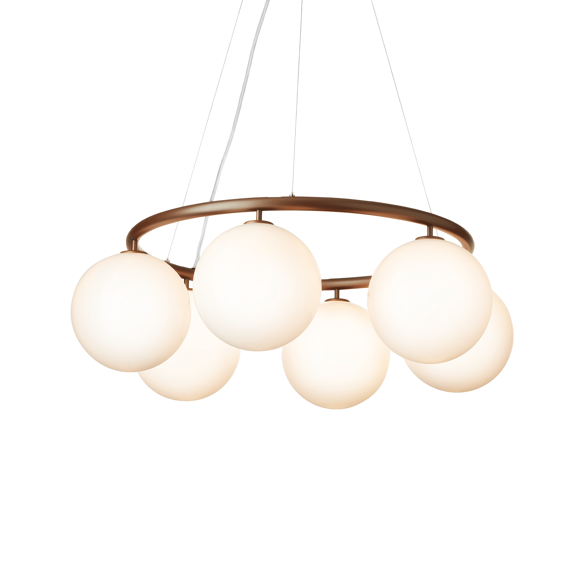 Závesná lampa MIIRA 6 CIRCULAR tmavohnedá s opálovým sklom
