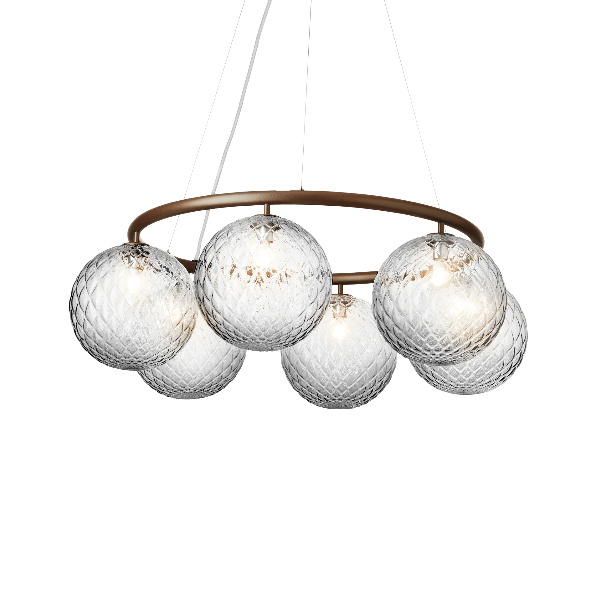 Závesná lampa MIIRA 6 CIRCULAR tmavohnedá s priehľadným sklom