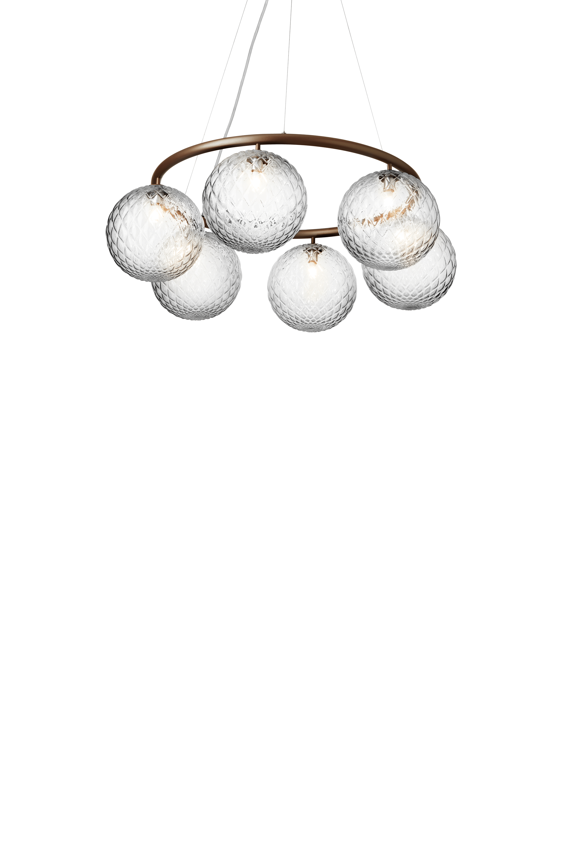 Závesná lampa MIIRA 6 CIRCULAR tmavohnedá s priehľadným sklom