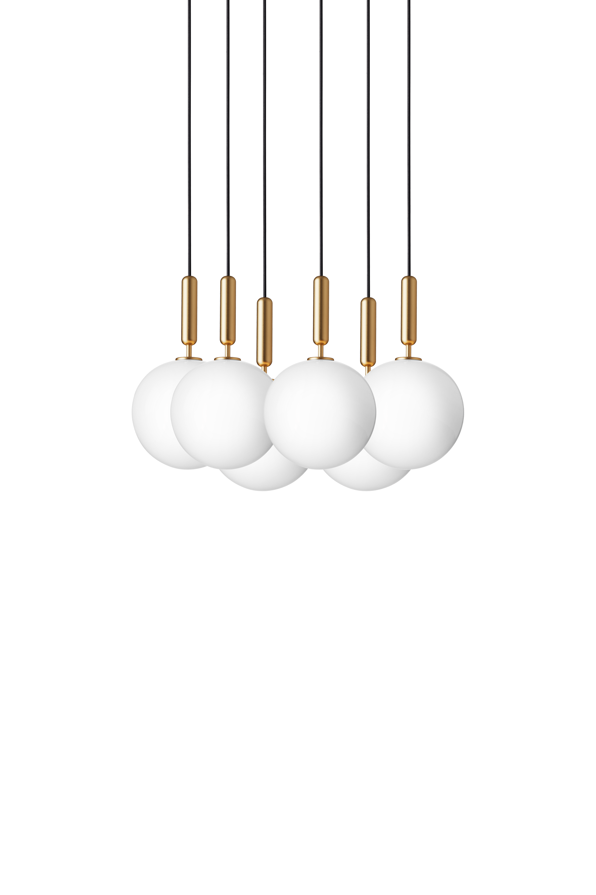 Závesná lampa MIIRA 6 mosadzná s opálovým sklom