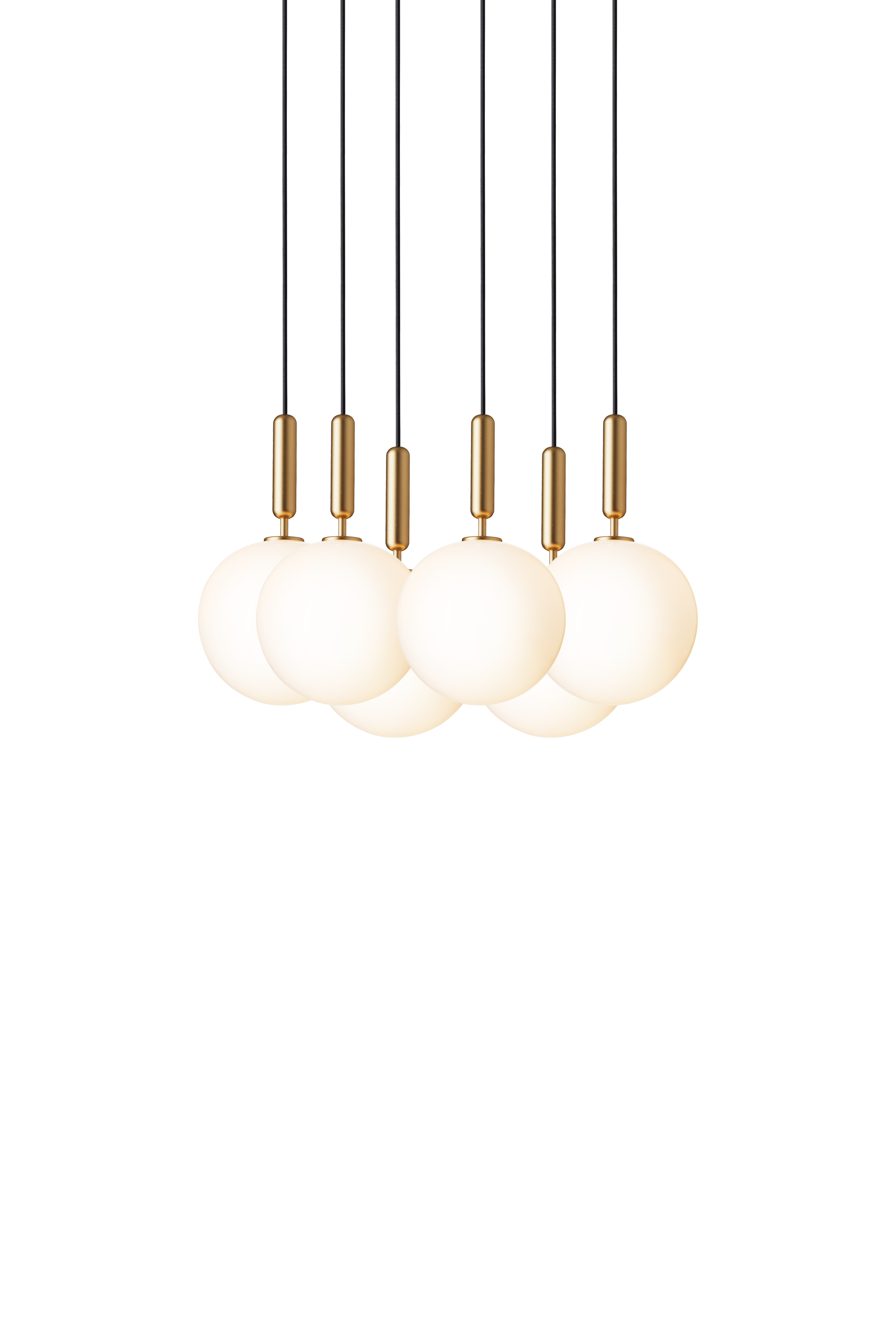 Závesná lampa MIIRA 6 mosadzná s opálovým sklom