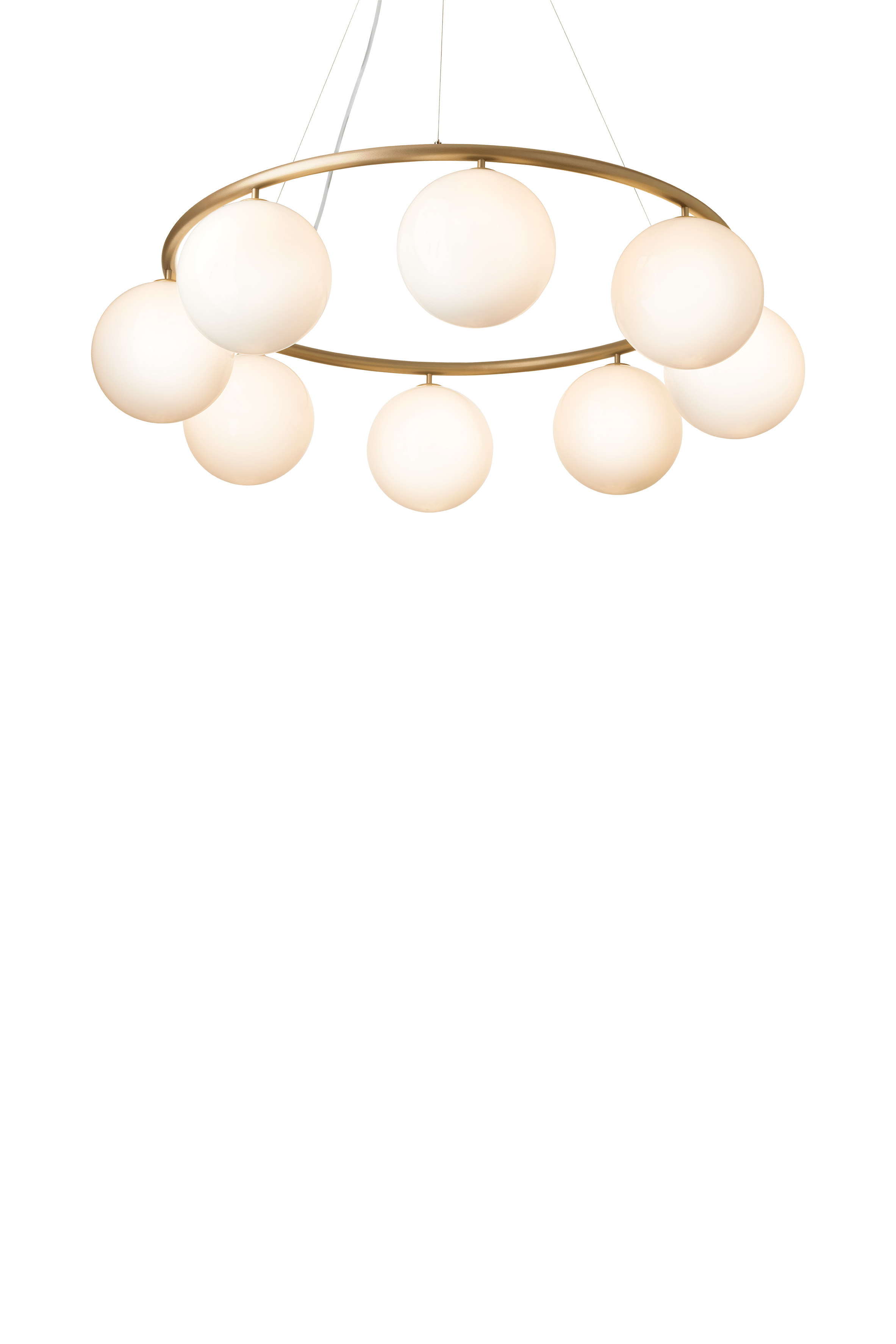 Závesná lampa MIIRA 8 CIRCULAR mosadzná s opálovým sklom