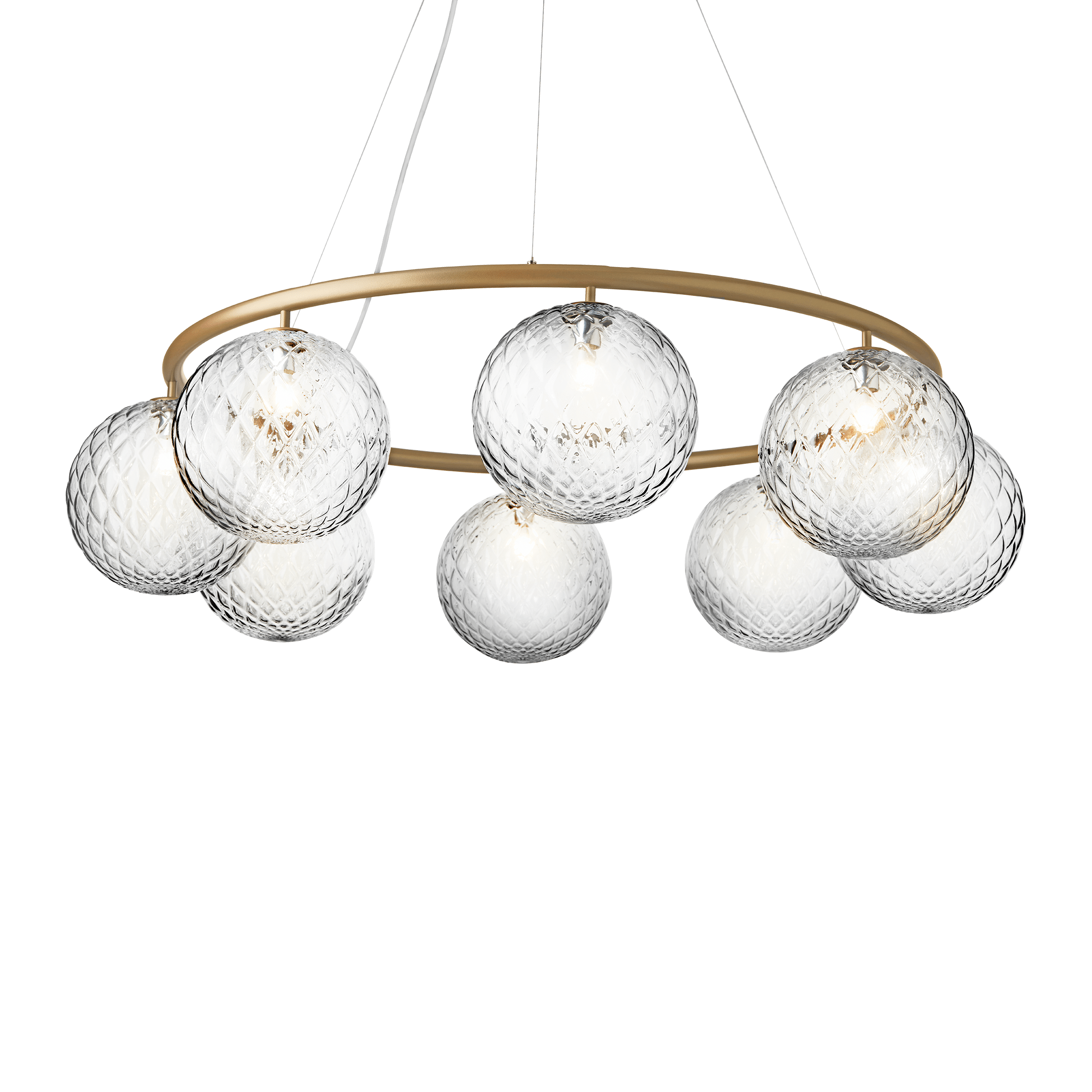 Závesná lampa MIIRA 8 CIRCULAR mosadzná s priehľadným sklom
