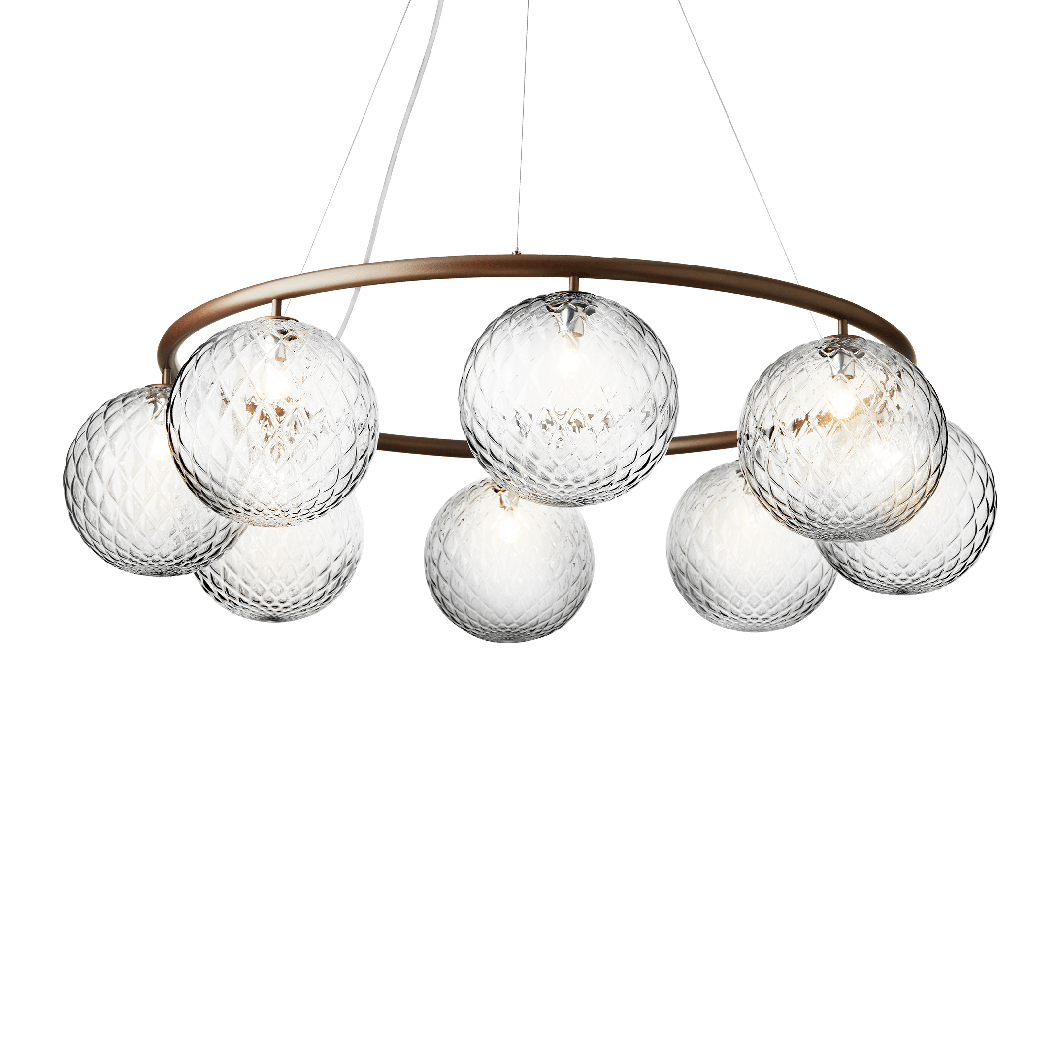 Závesná lampa MIIRA 8 CIRCULAR tmavohnedá s priehľadným sklom