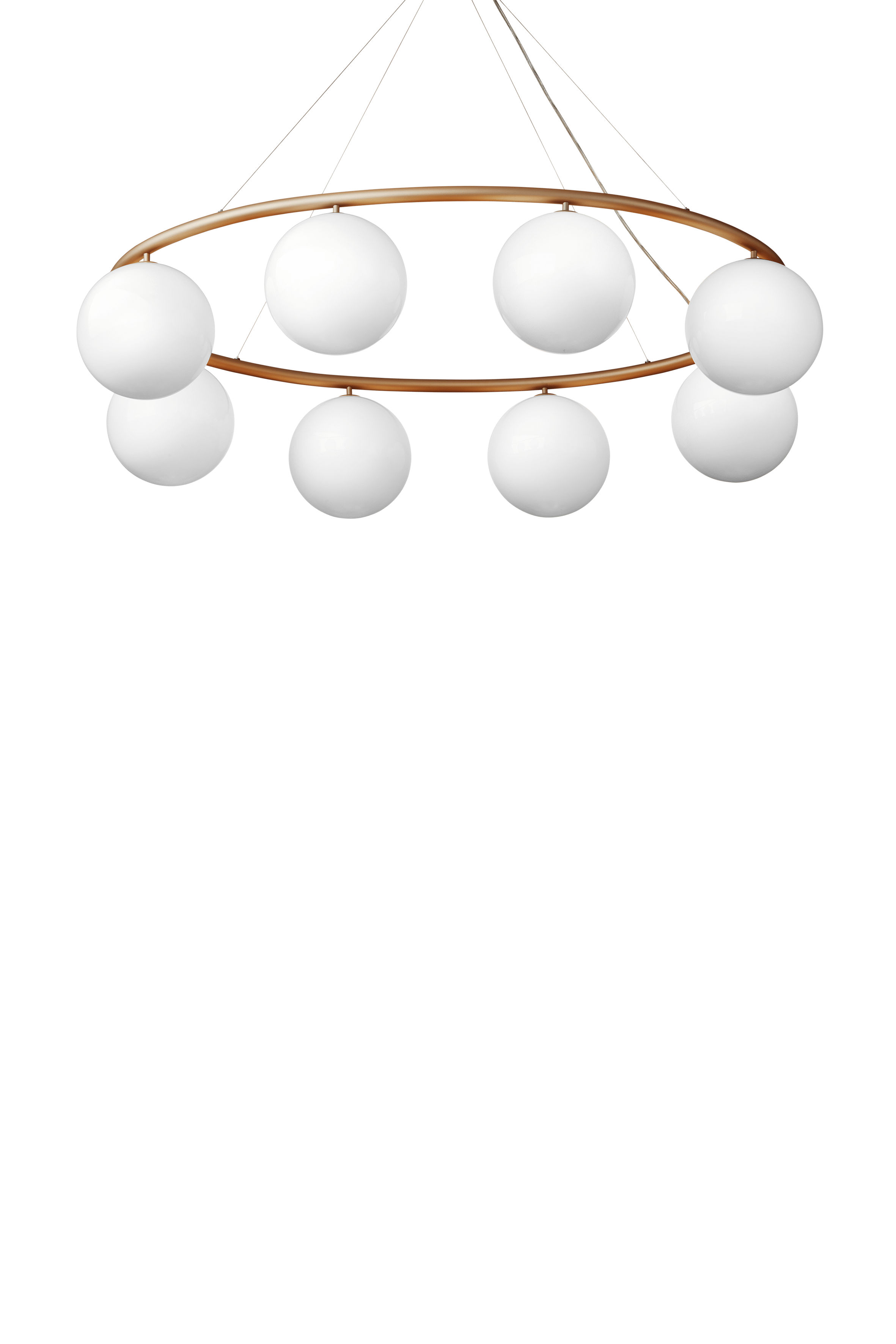 Závesná lampa MIIRA 8 OVAL mosadzná s opálovým sklom
