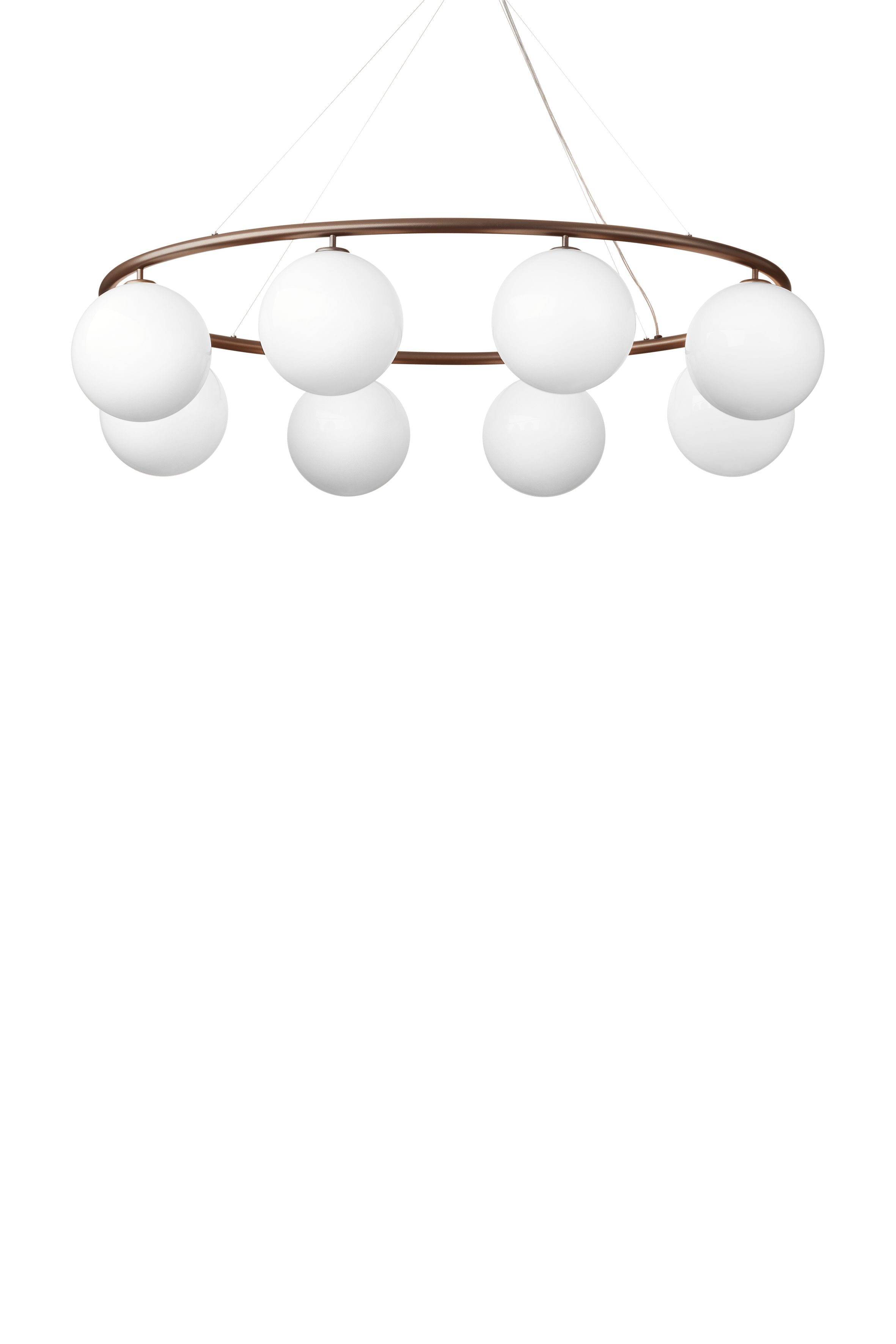 Závesná lampa MIIRA 8 OVAL tmavohnedá s opálovým sklom