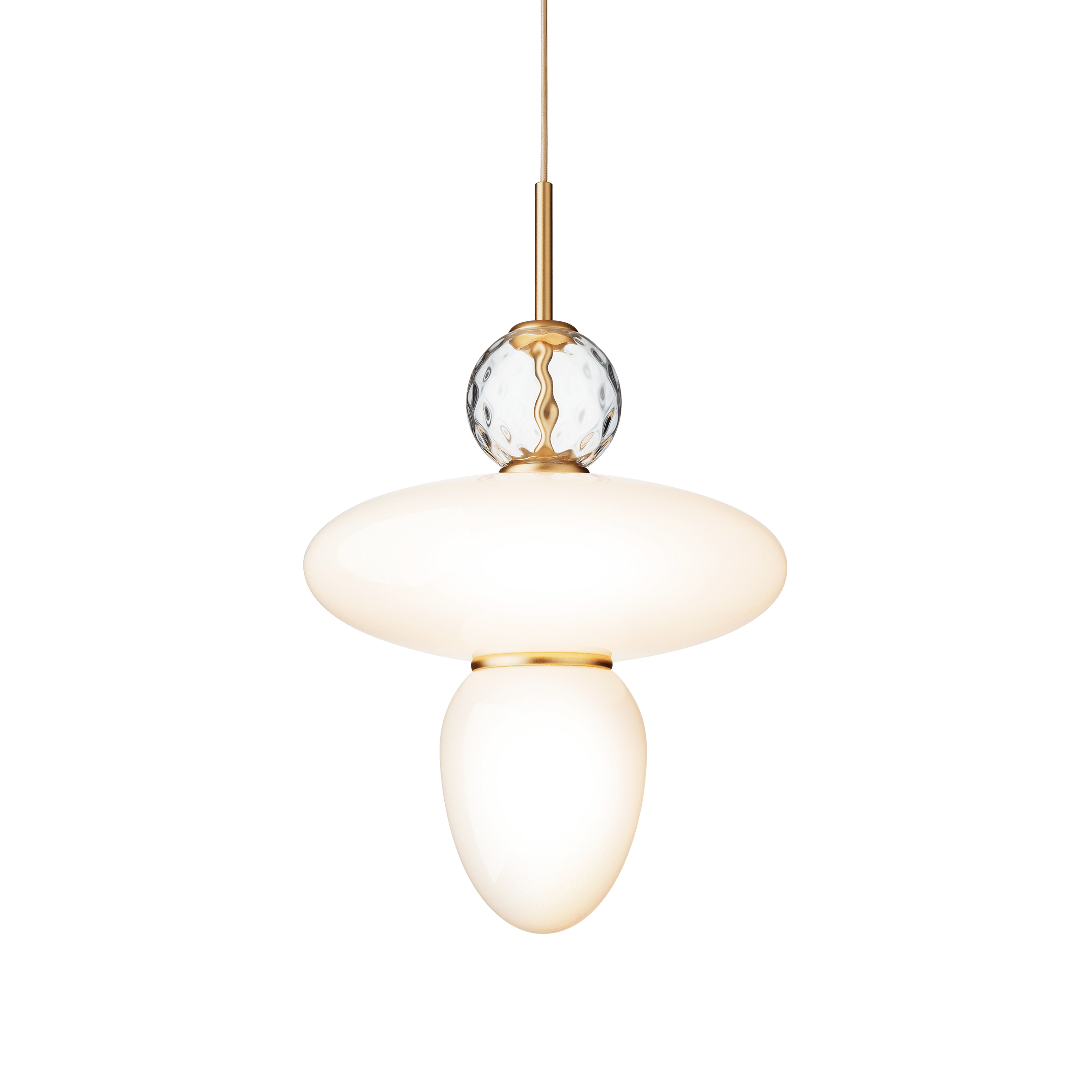 Závesná lampa RIZZATTO 43 mosadzná s opálovým sklom