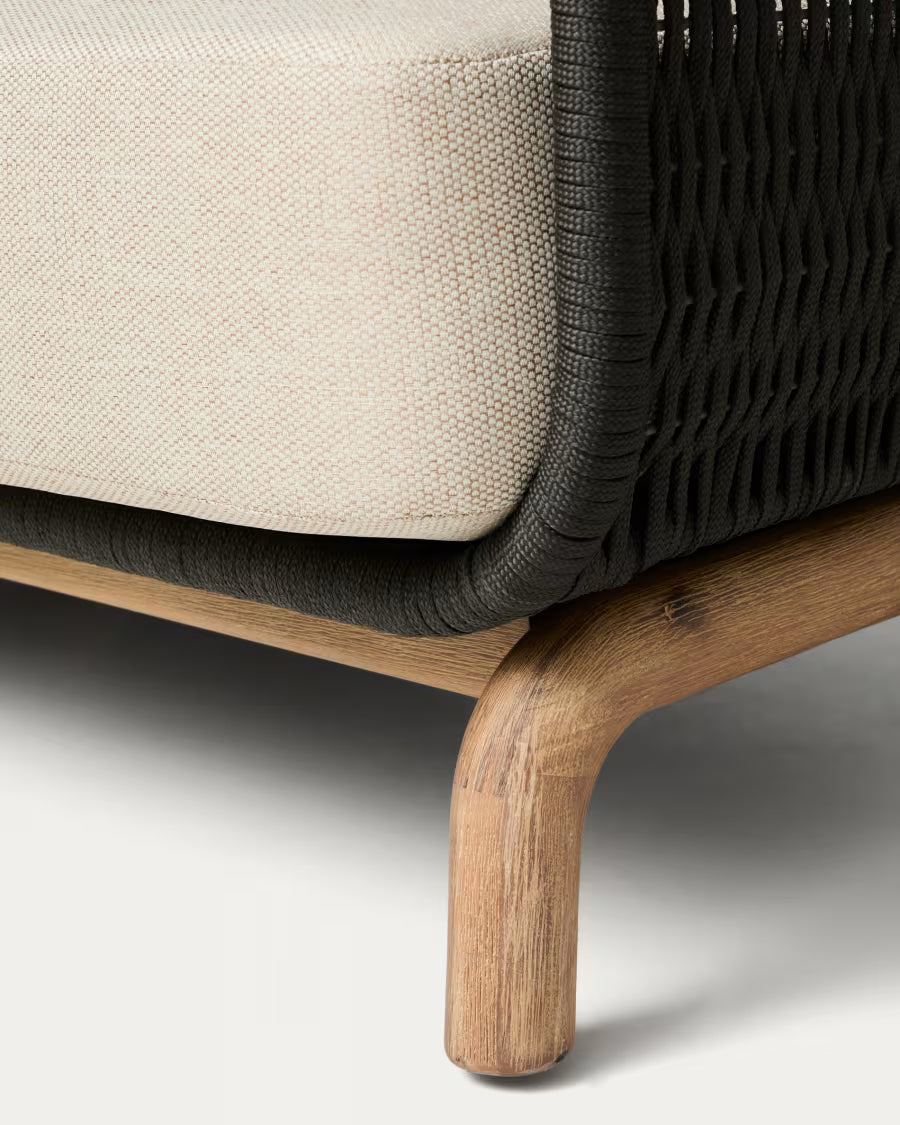 3-Seater Garden Sofa ALIPA Black with Beige