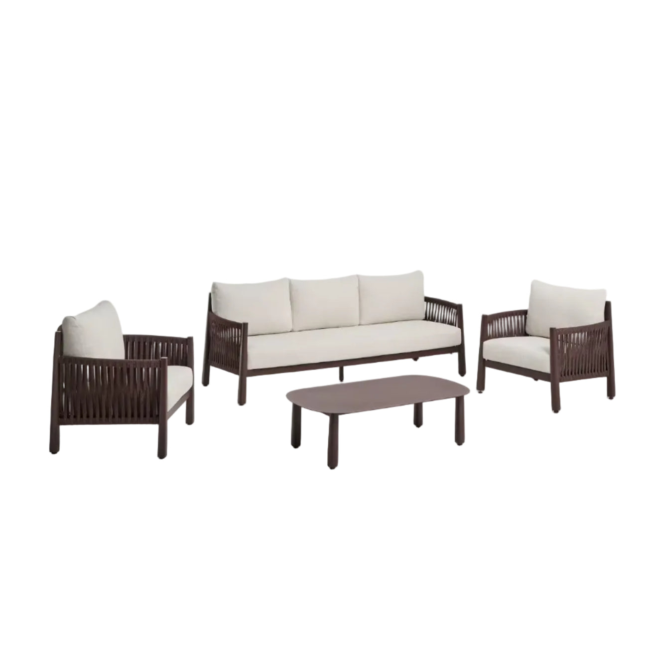 ALERIA Beige Garden Set with Dark Base