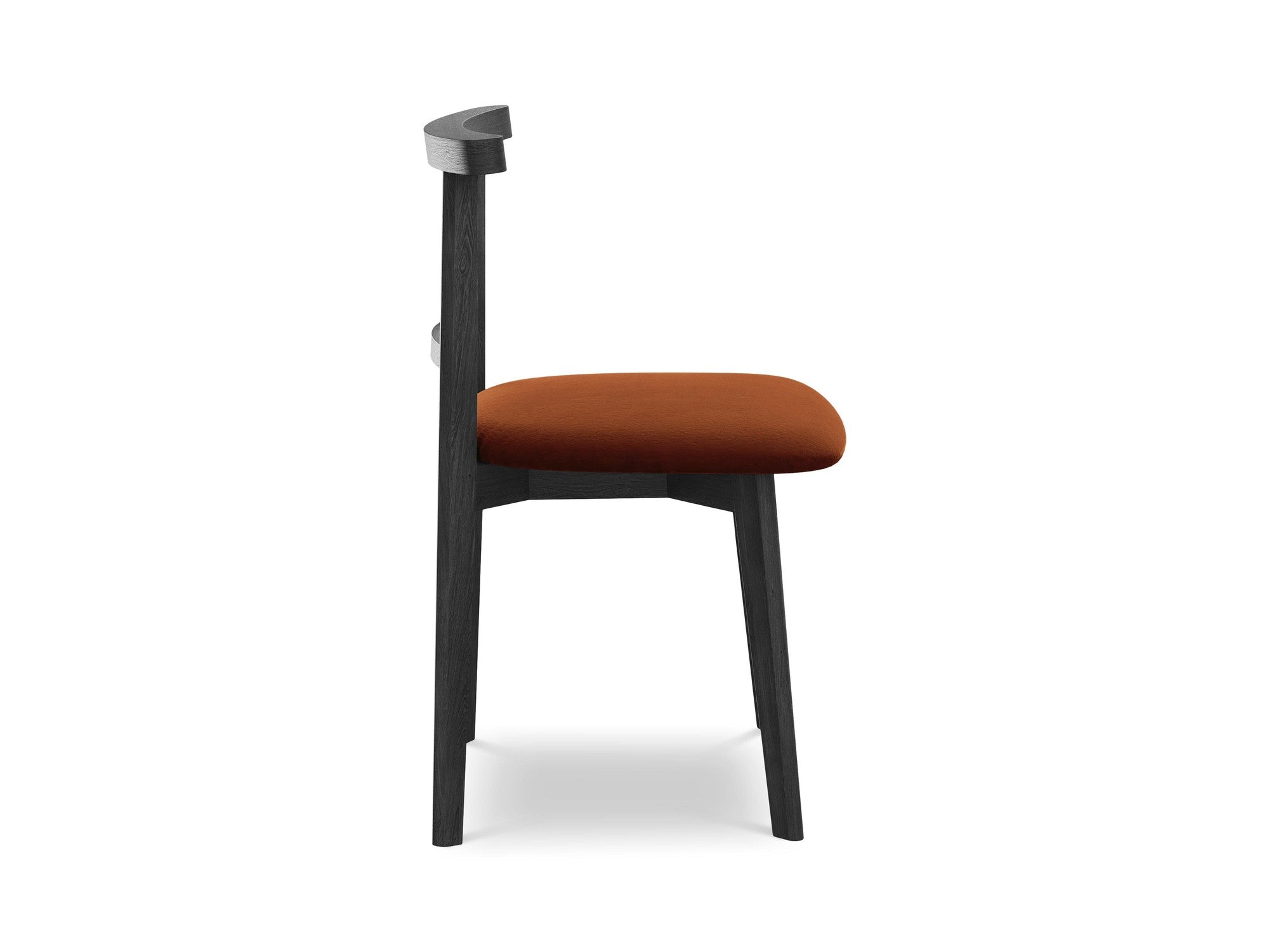 Sametová stolička OHELO terakota s čiernym bukovým podstavcom