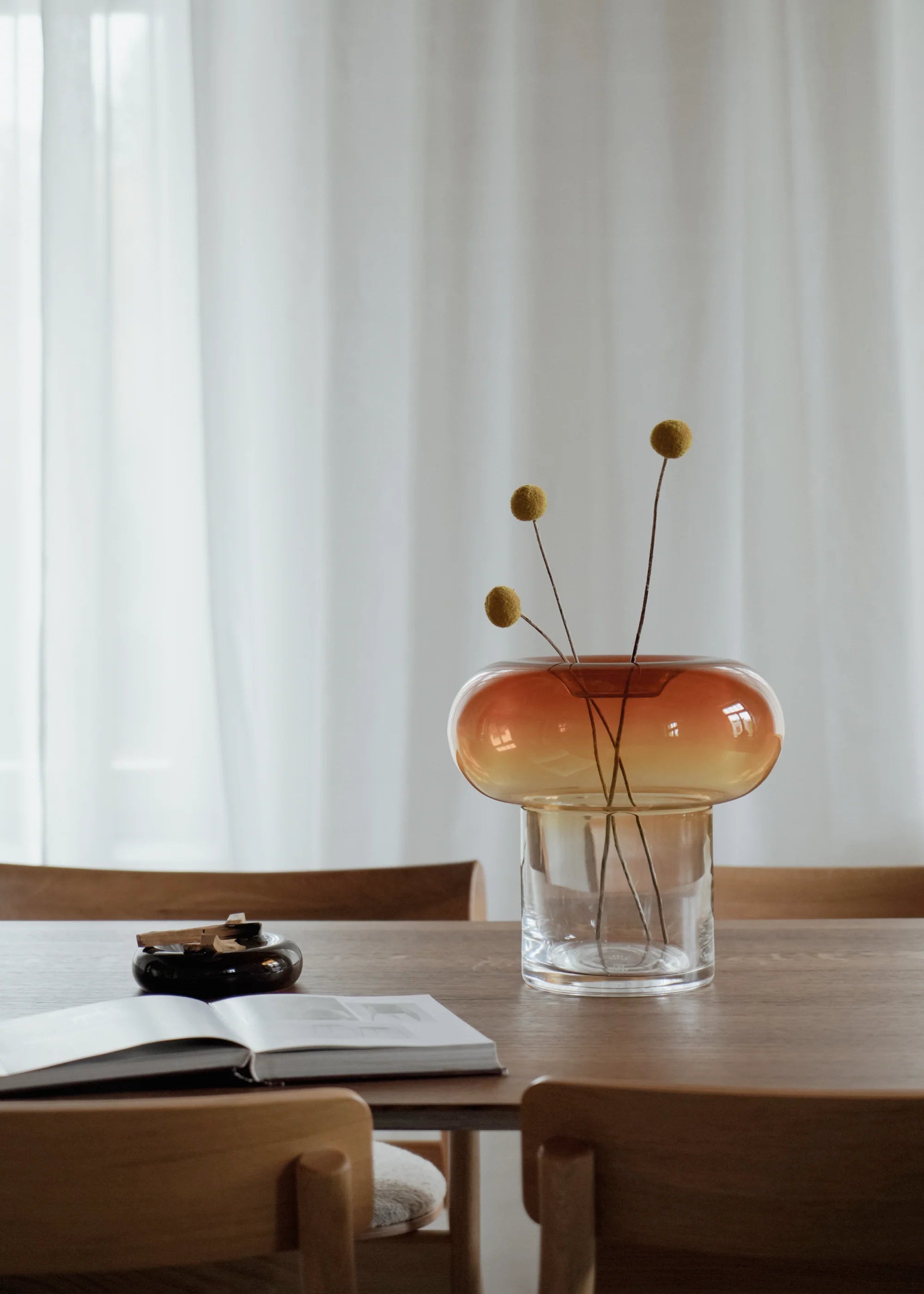 Váza ORIO oranžové fúkané sklo