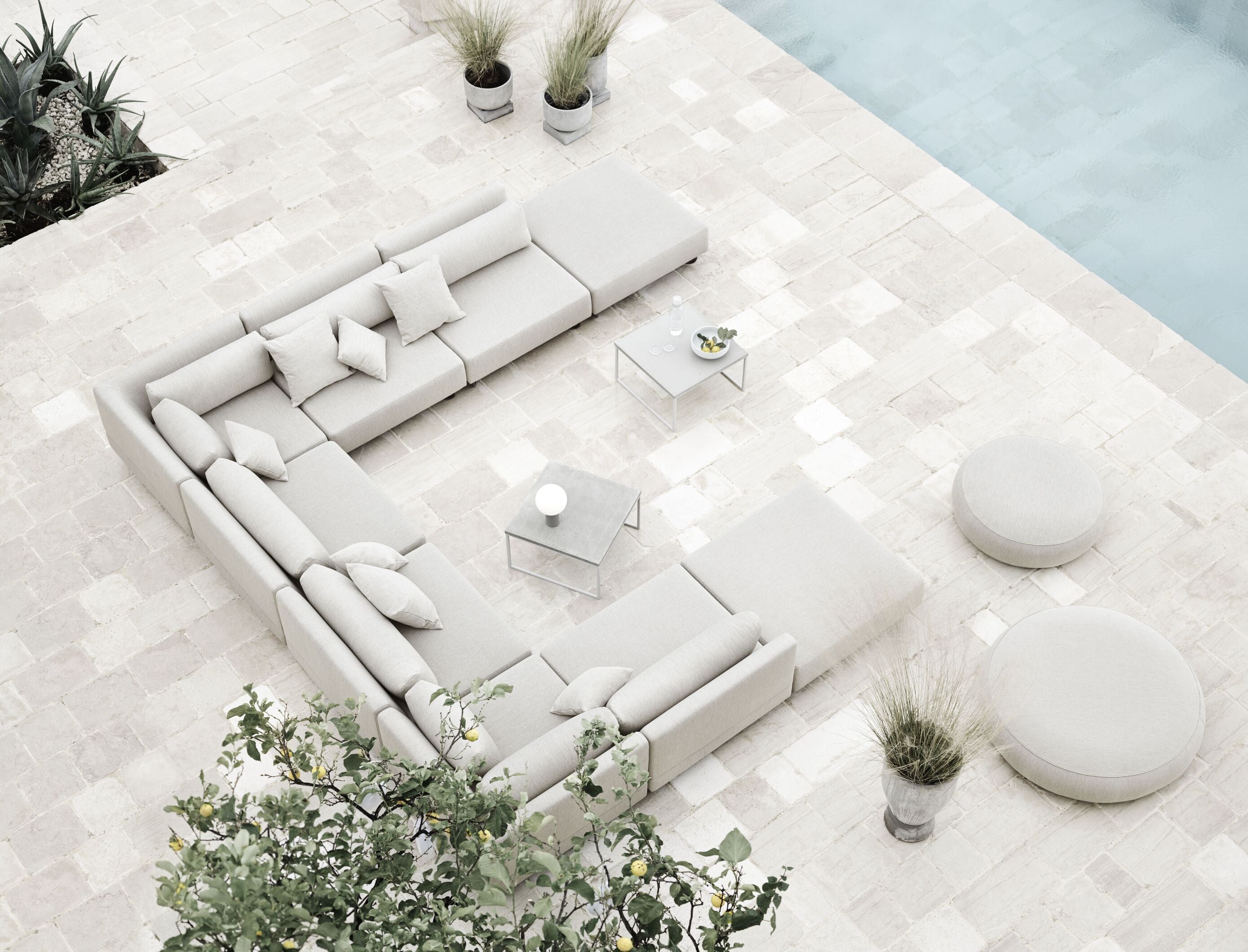 External coffee table Como gray concrete with a gray base