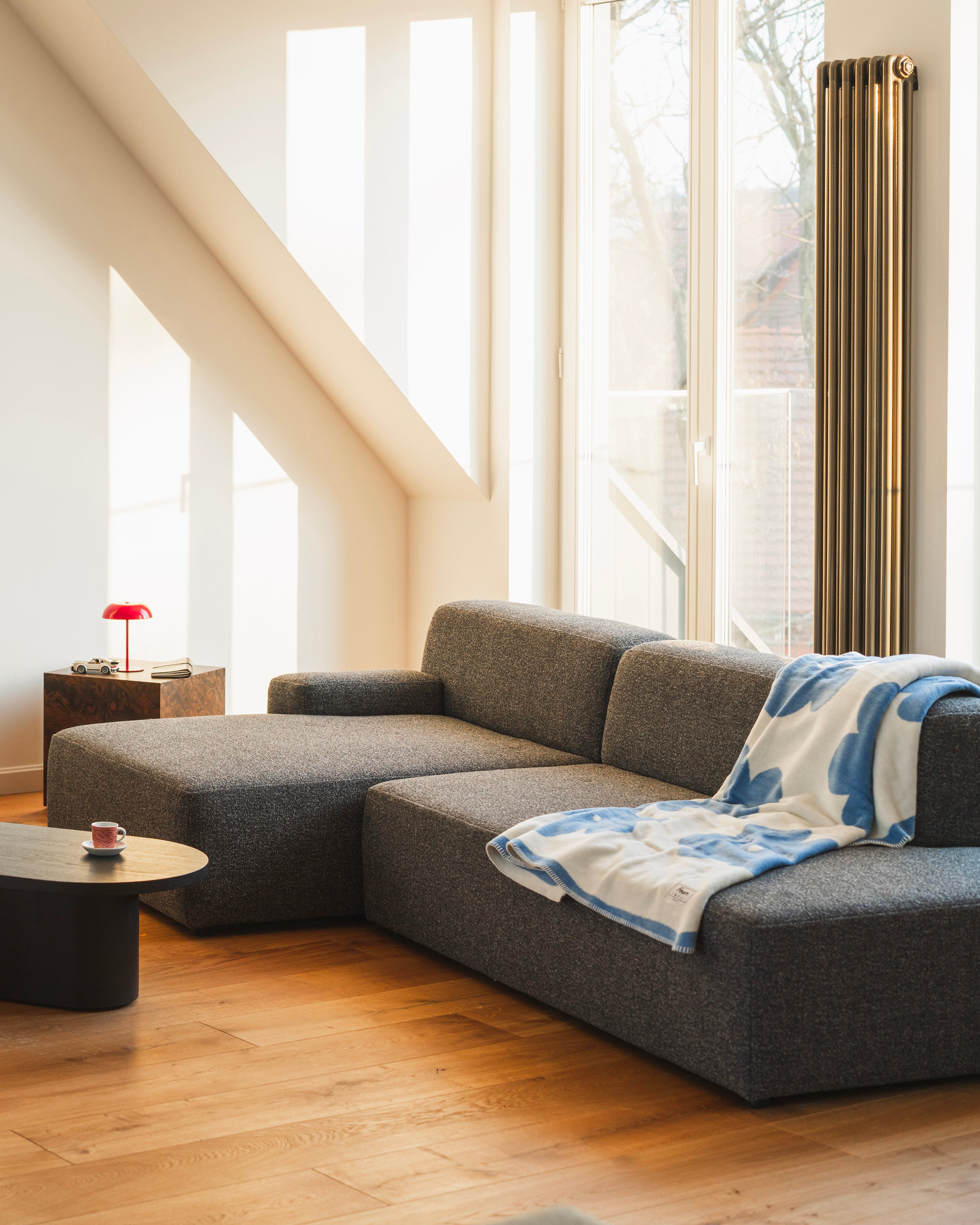Open left-sided modular corner sofa UMI stone black