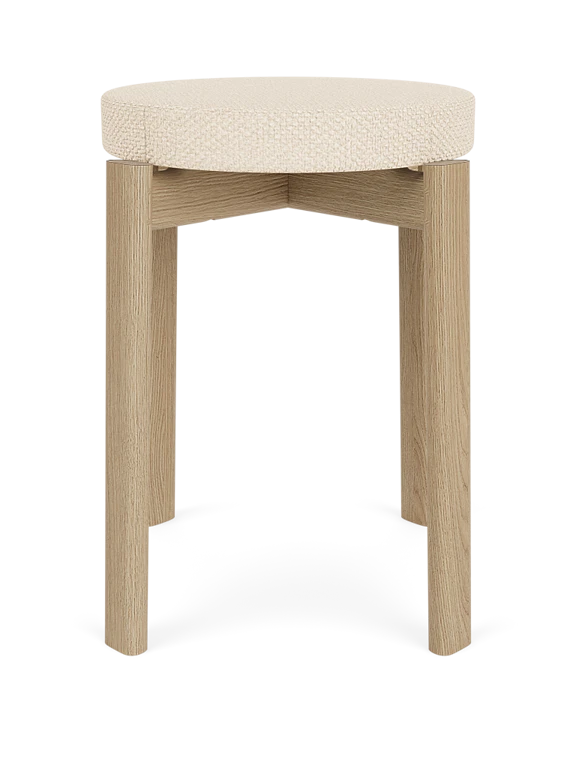 Stolička PASSAGE krémová s dubovým podstavcom