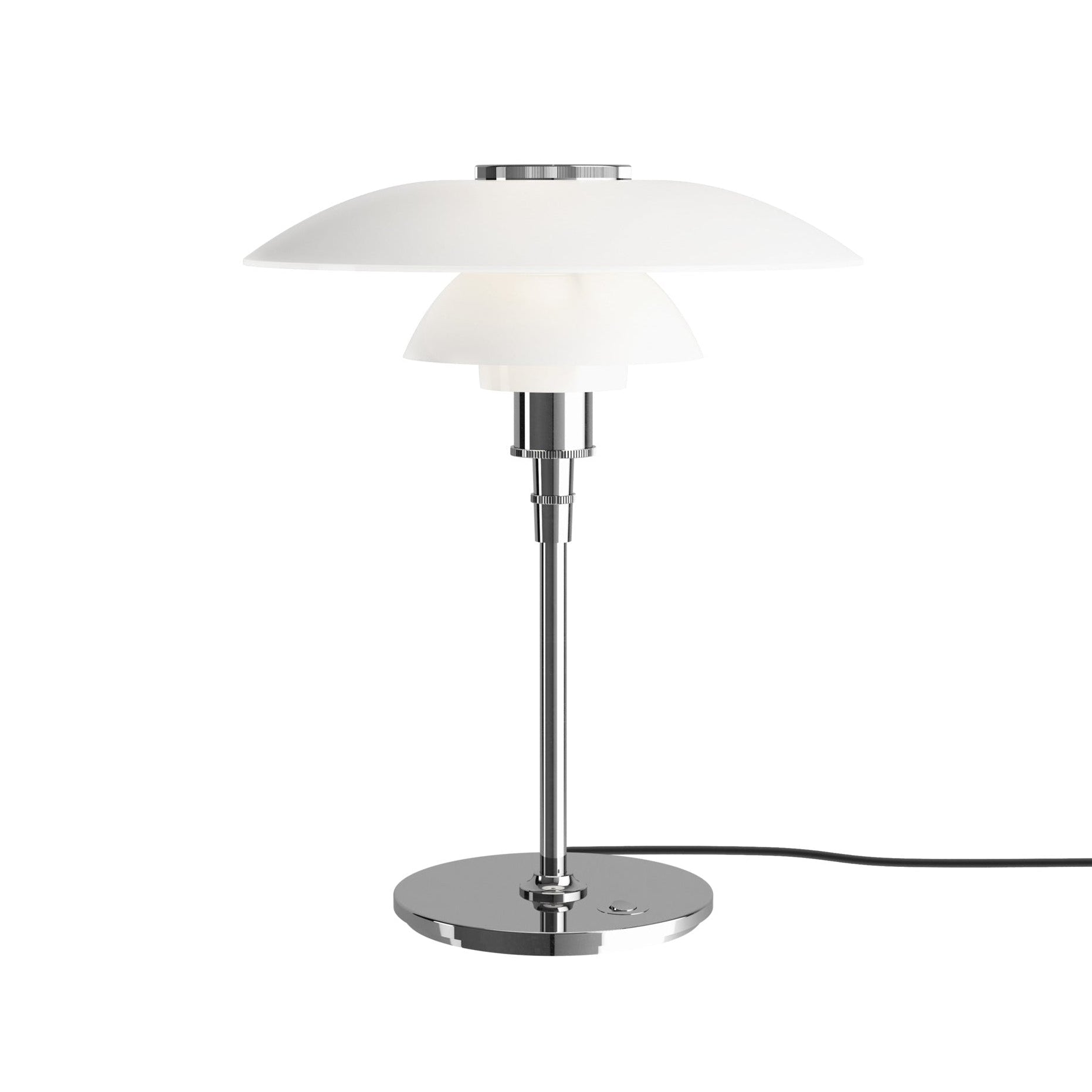Stolná lampa PH 4½-3½ biela s chrómovým podstavcom