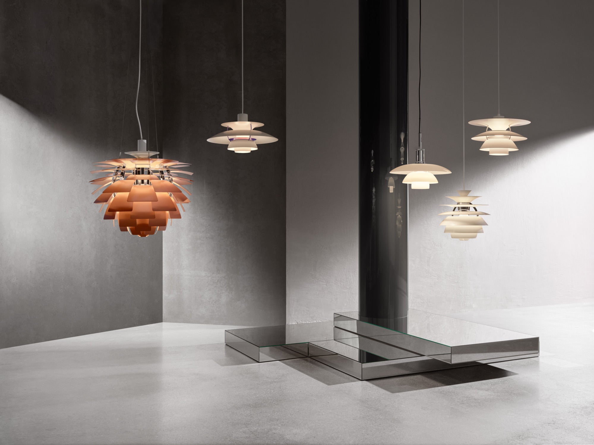 Závesná lampa PH 5 biela s medenou