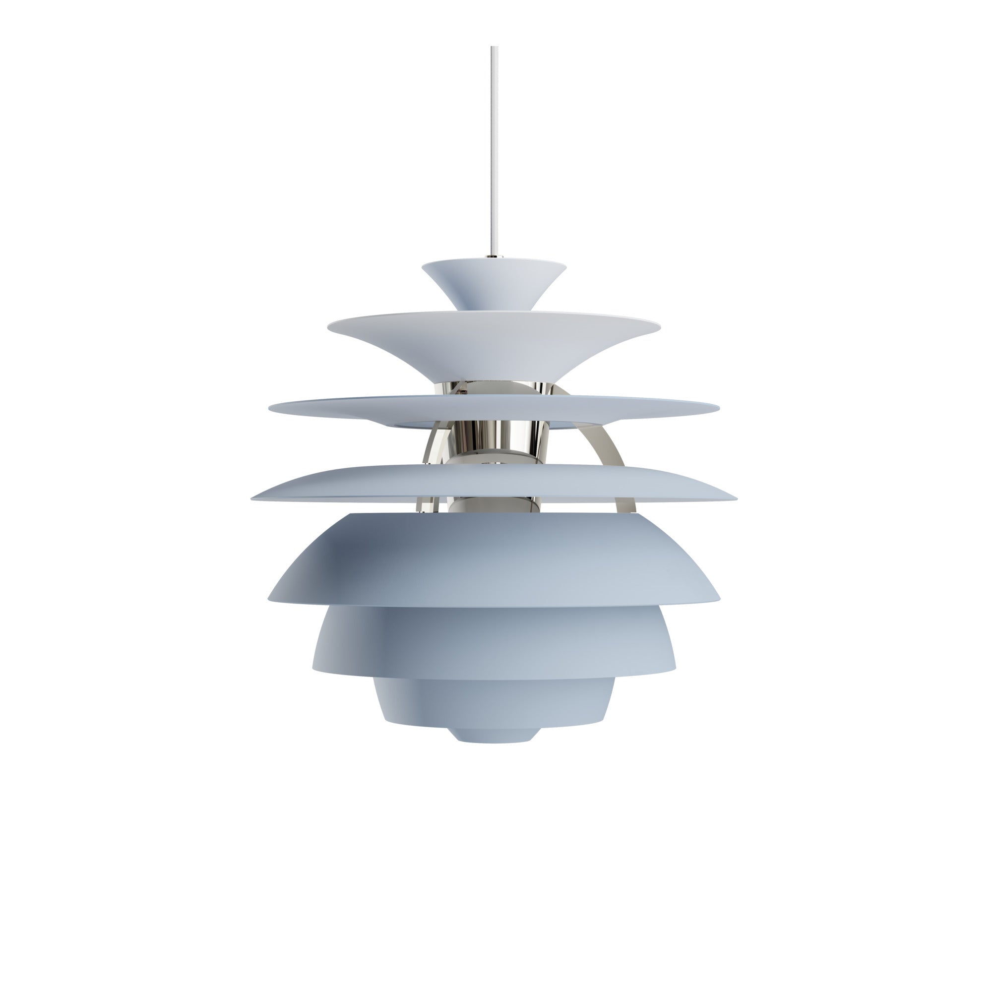 Závesná lampa PH SNOWBALL špinavá modrá s chrómovým povrchom