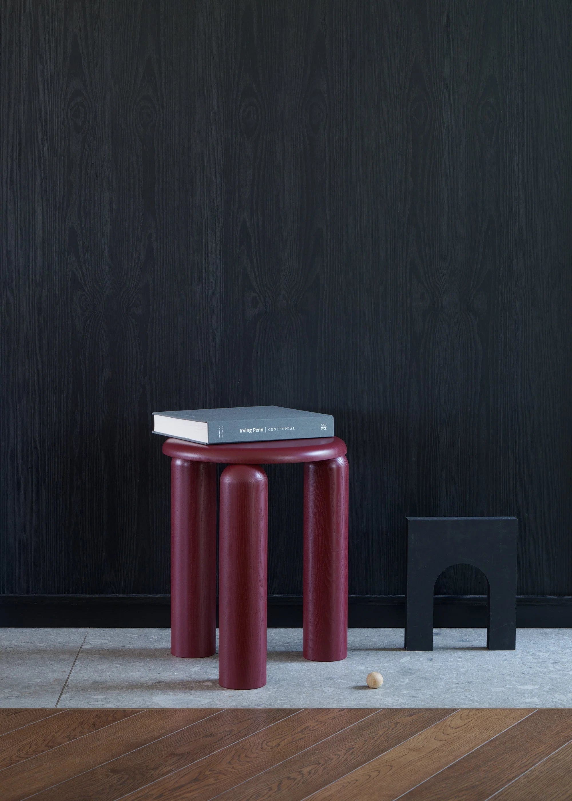 NEO Side Table Burgundy Ash Wood