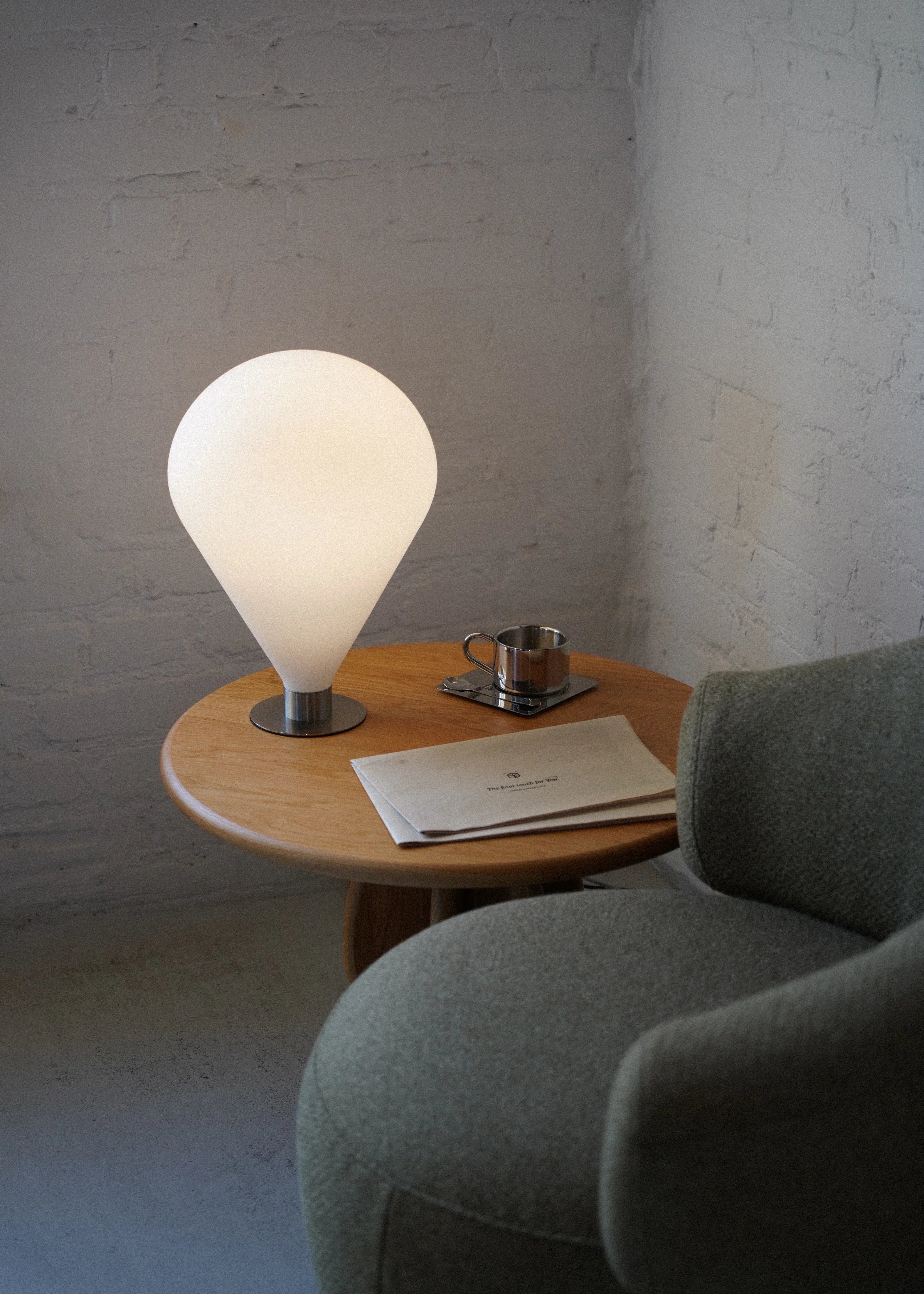 Table lamp ELY white shade with silver base